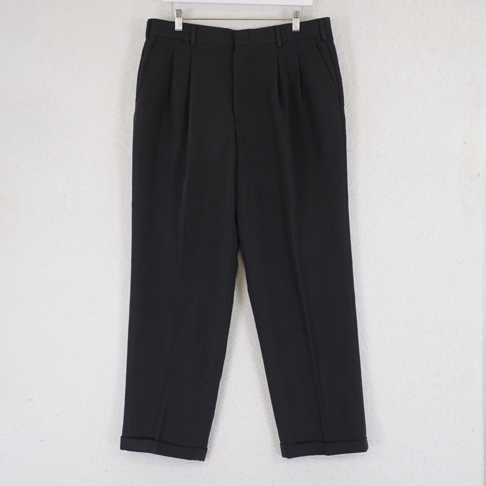 Yves Saint Laurent Yves Saint Laurent Pour Homme Black Polyester Dress Pants 35 Size 34R - 1 Thumbnail