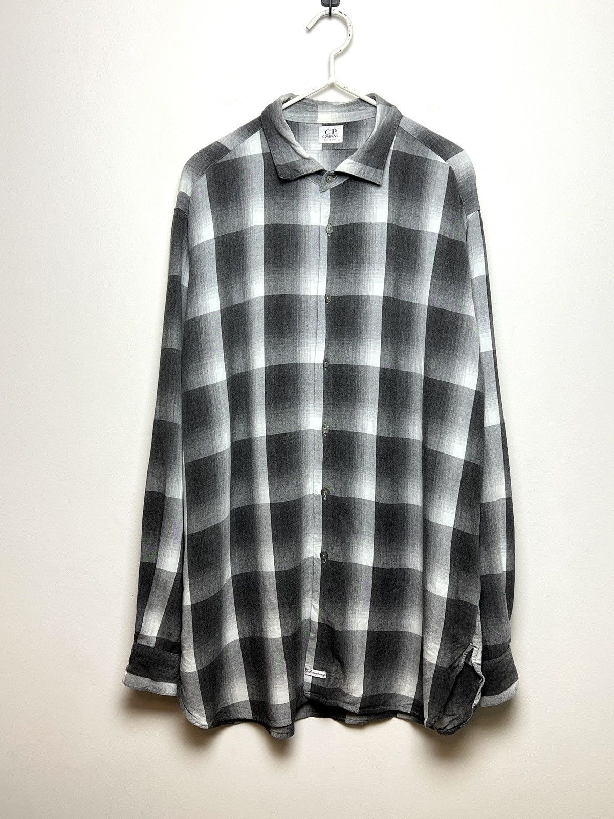 image of C P Company x Massimo Osti Cp Company 1996 Y2K Vintage Travis Flannel Shirt in Grey (Size Large)