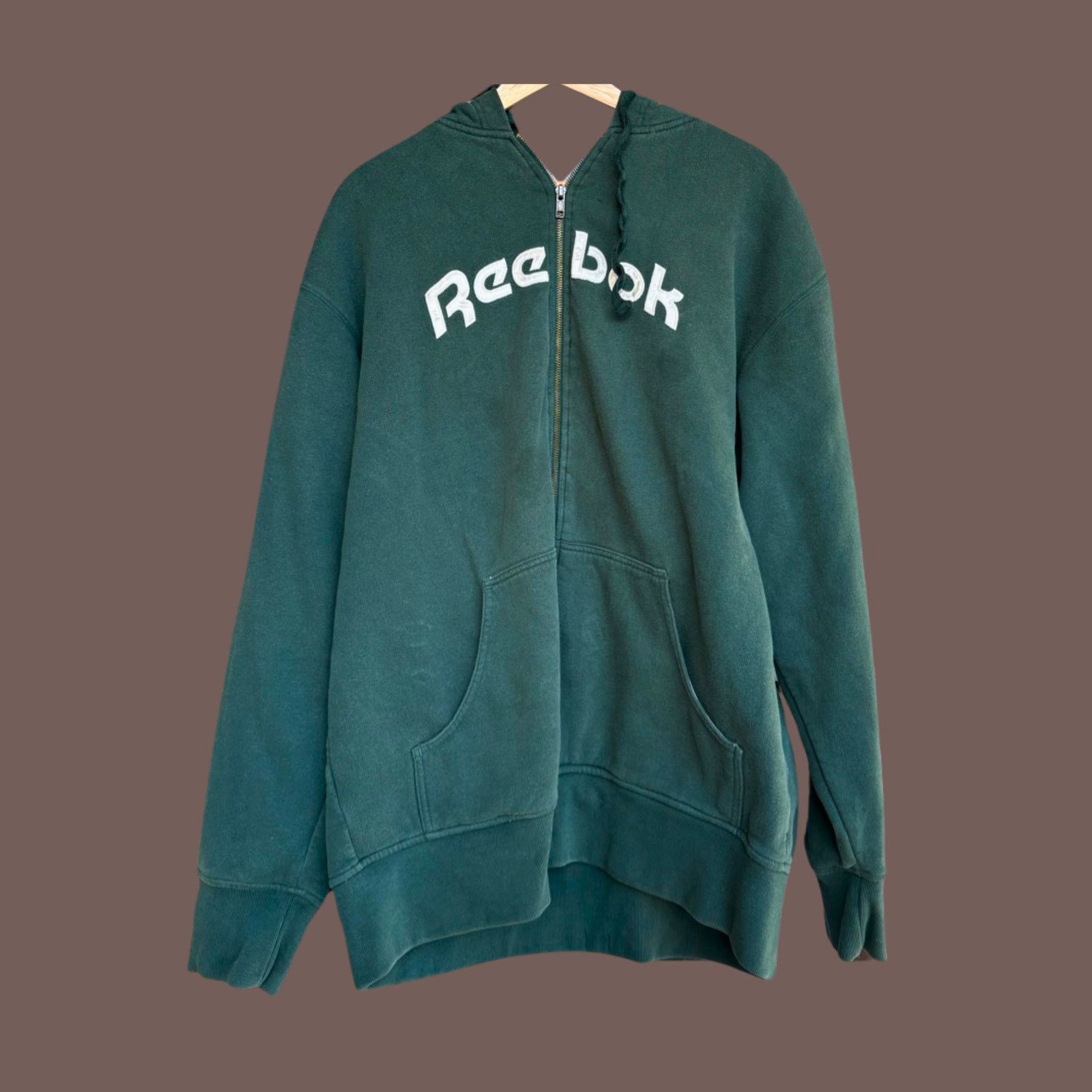 Reebok VTG Reebok Hoodie | Green Embroidered Zip | Y2K Streetcore Size US L / EU 52-54 / 3 - 1 Thumbnail