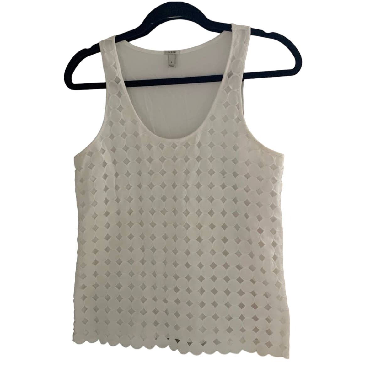 J.Crew J CREW White Eyelet Dot Lace Scoop Tank Top Blouse Shirt Size S / US 4 / IT 40 - 7 Thumbnail