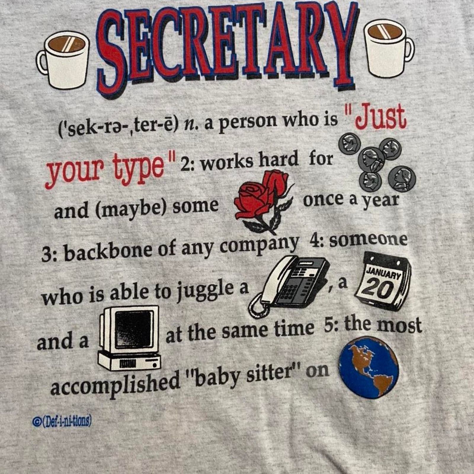 Jerzees 90s grey secretary tee shirt usa m Size US M / EU 48-50 / 2 - 2 Thumbnail