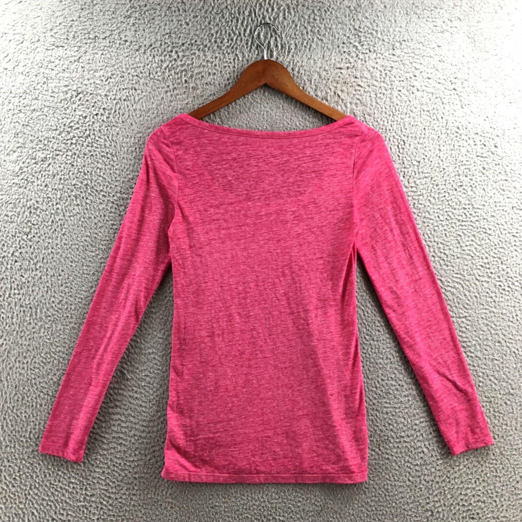 American Eagle Outfitters American Eagle Outfitters Tee Shirt Womens Small Pink Scoop Neck Long Sleeve Shirt - Regular Fit, Cotton Blend, Casual Womens Clothing Size S / US 4 / IT 40 - 7 Thumbnail