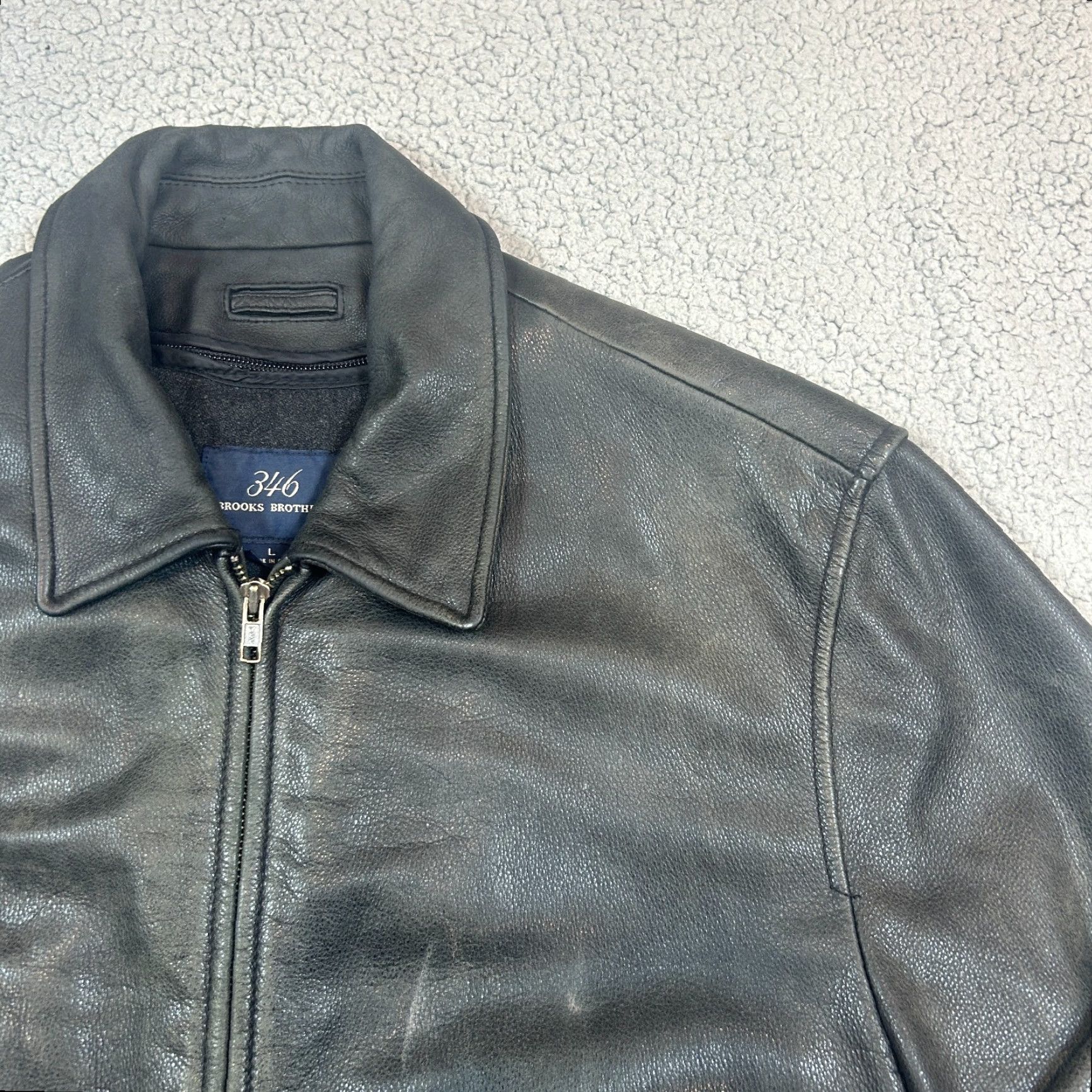 Brooks Brothers Brooks Brothers 346 Leather Jacket Mens Large Black Wool Lined Detachable Vest Jacket Men's Black 346 Bomber Lined Pockets Wool Dry Clean Only Size US L / EU 52-54 / 3 - 2 Thumbnail
