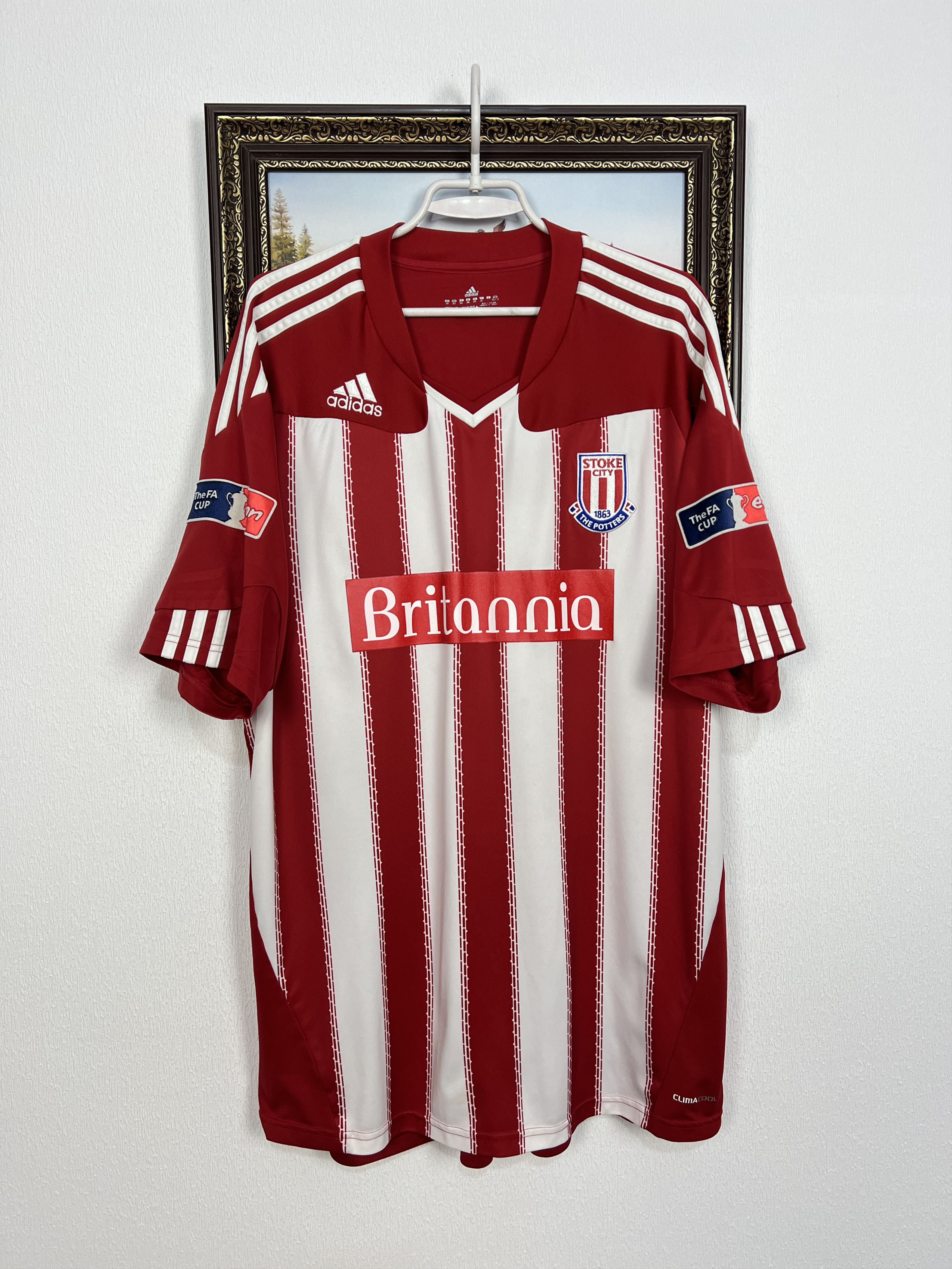 Adidas Stoke City Home football shirt Player Issue #4 Pugh Jersey Size US XXL / EU 58 / 5 - 1 Thumbnail