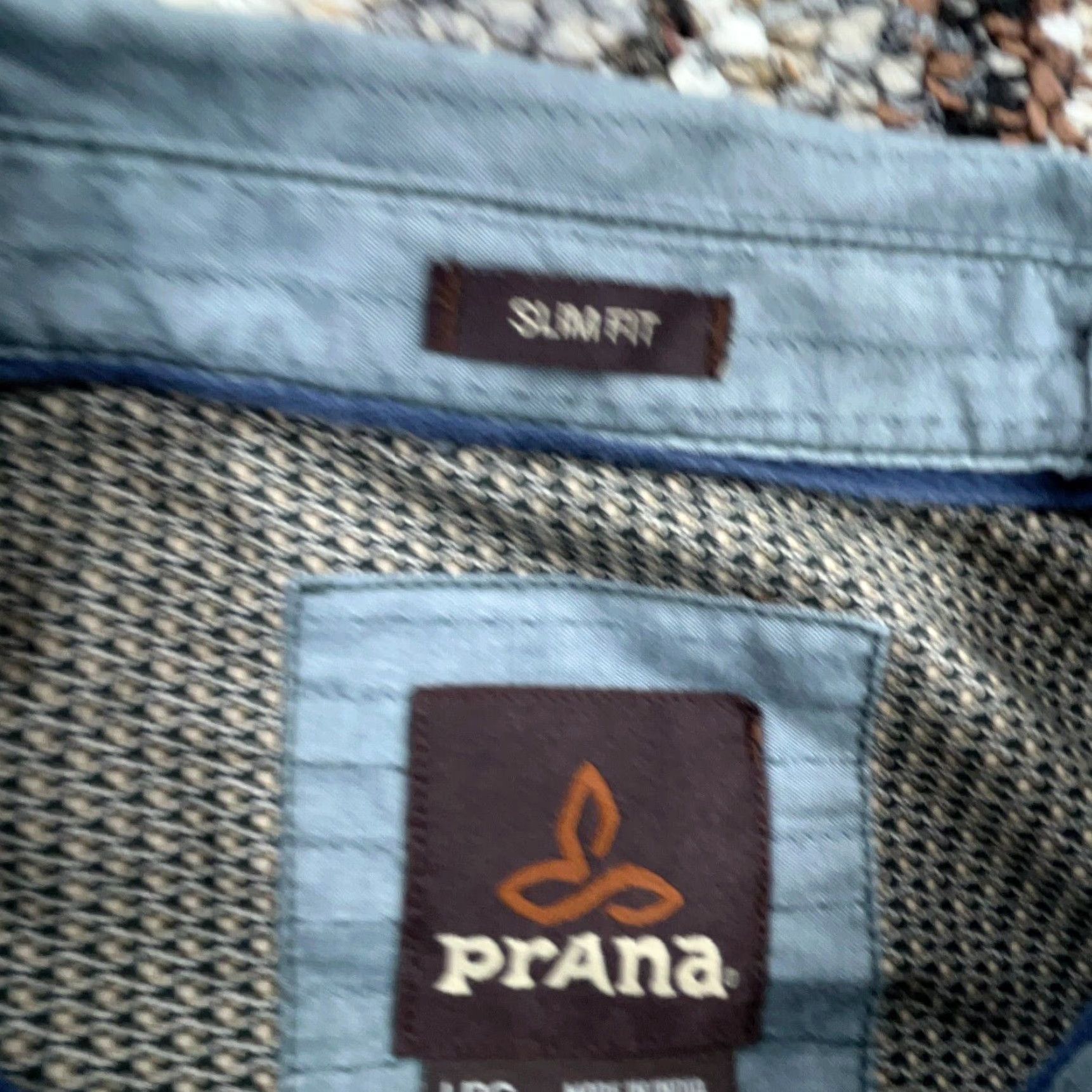 Prana prAna Slim Fit Button-Up Shirt Men Large Gray Long Sleeve Casual Dress Size 42R - 5 Thumbnail