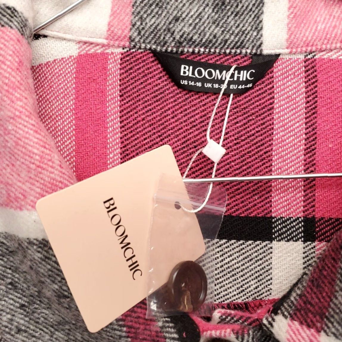 Vintage BloomChic Sleeveless Shirt Womens 2X Pink Black White Plaid Button Up Casual Shirt Womens 14 Pink Plaid Casual Womens Size XL / US 12-14 / IT 48-50 - 2 Thumbnail