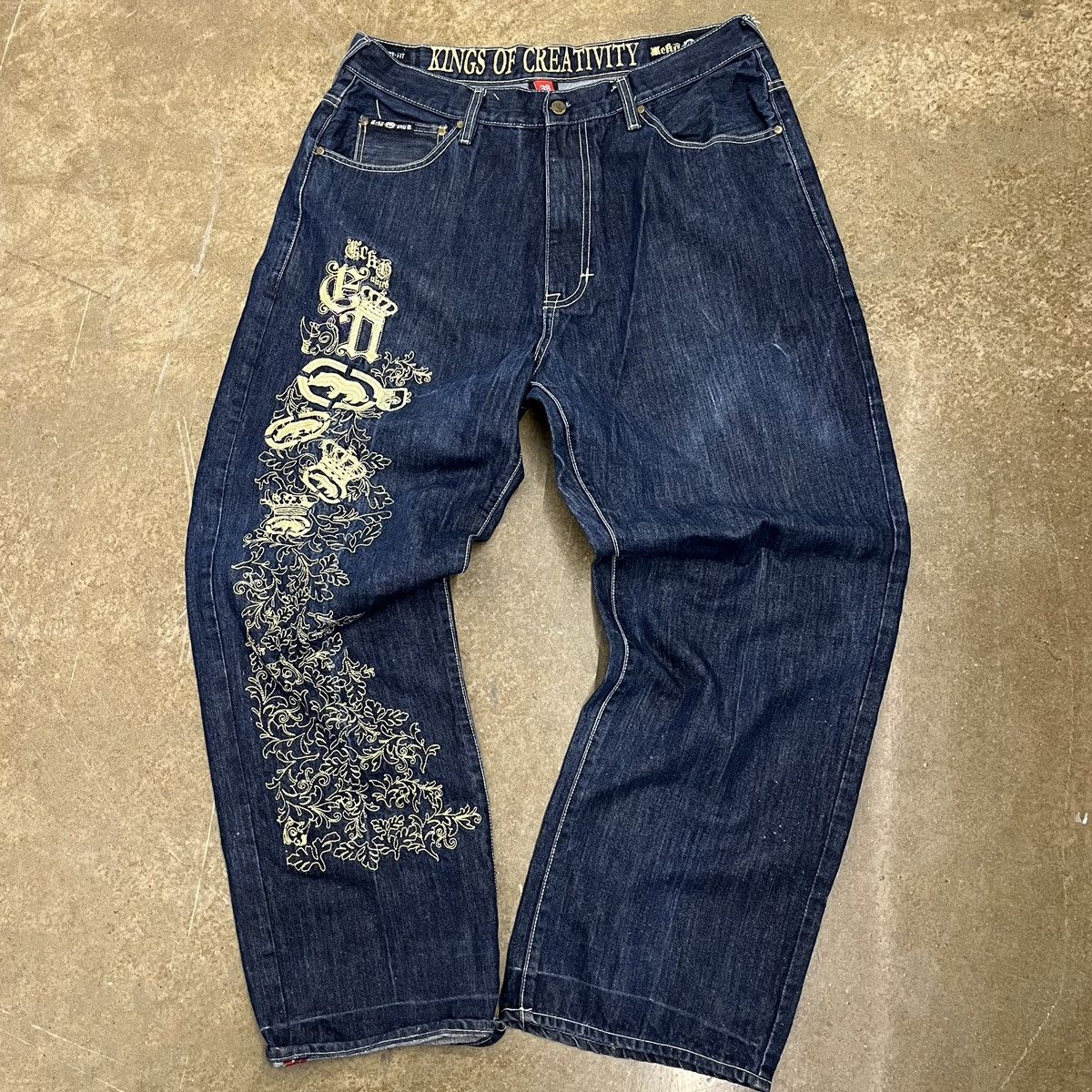 image of Ecko Unltd Vintage Y2K Ecko Unlimited “Kings Of Creativity” Jeans in Blue, Men's (Size 38)