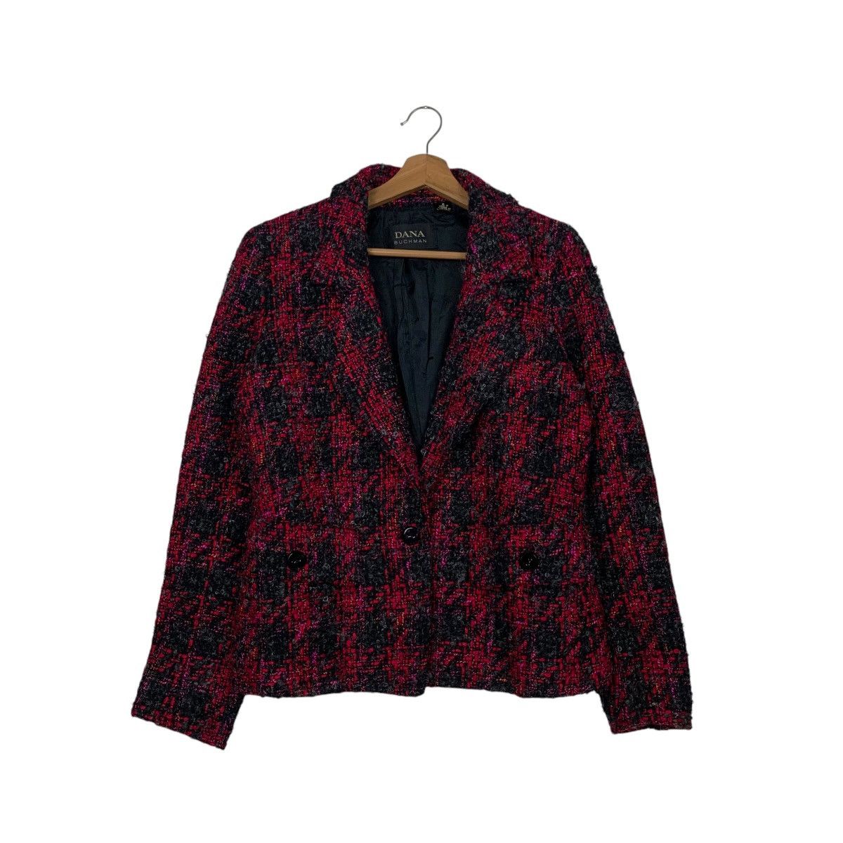 Other DANA BUCHMAN Red Black Checked Tweed Jacket #2737-C123 Size M / US 6-8 / IT 42-44 - 1 Thumbnail