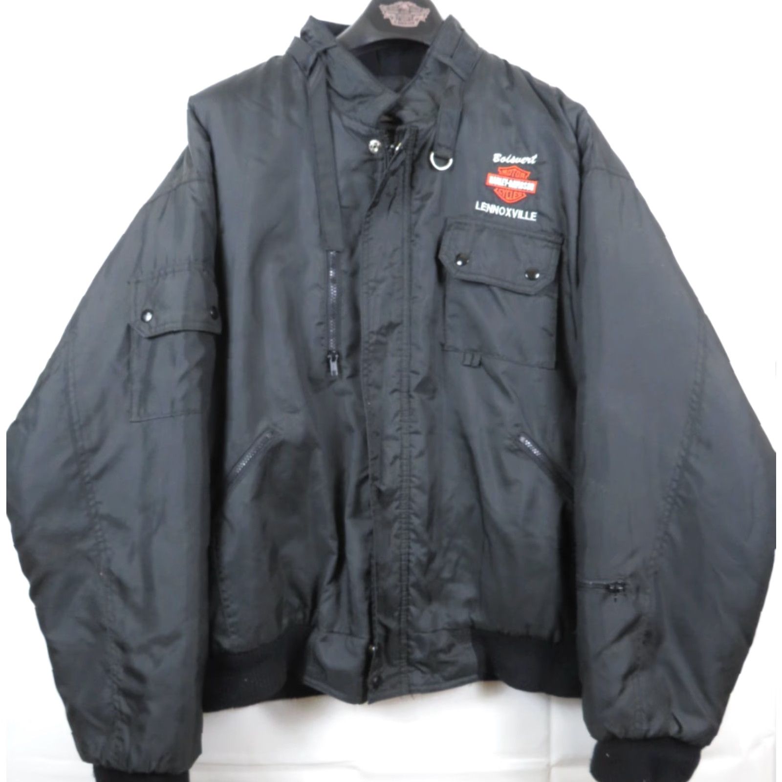 Harley Davidson VINTAGE Harley-Davidson Jacket Motorcycle Mens XL Black Nylon Belted Zip Size US XL / EU 56 / 4 - 2 Thumbnail
