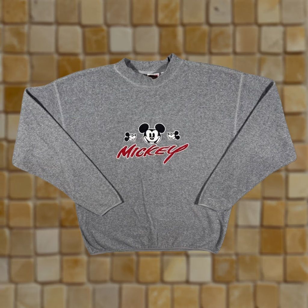 Disney VINTAGE Disney Mickey Embroidered Grey Fleece Sweatshirt Large XL Sweatshirt Mens Pullover, Mickey Mouse, Sweatshirt, Grey, 1980s Size US L / EU 52-54 / 3 - 1 Thumbnail