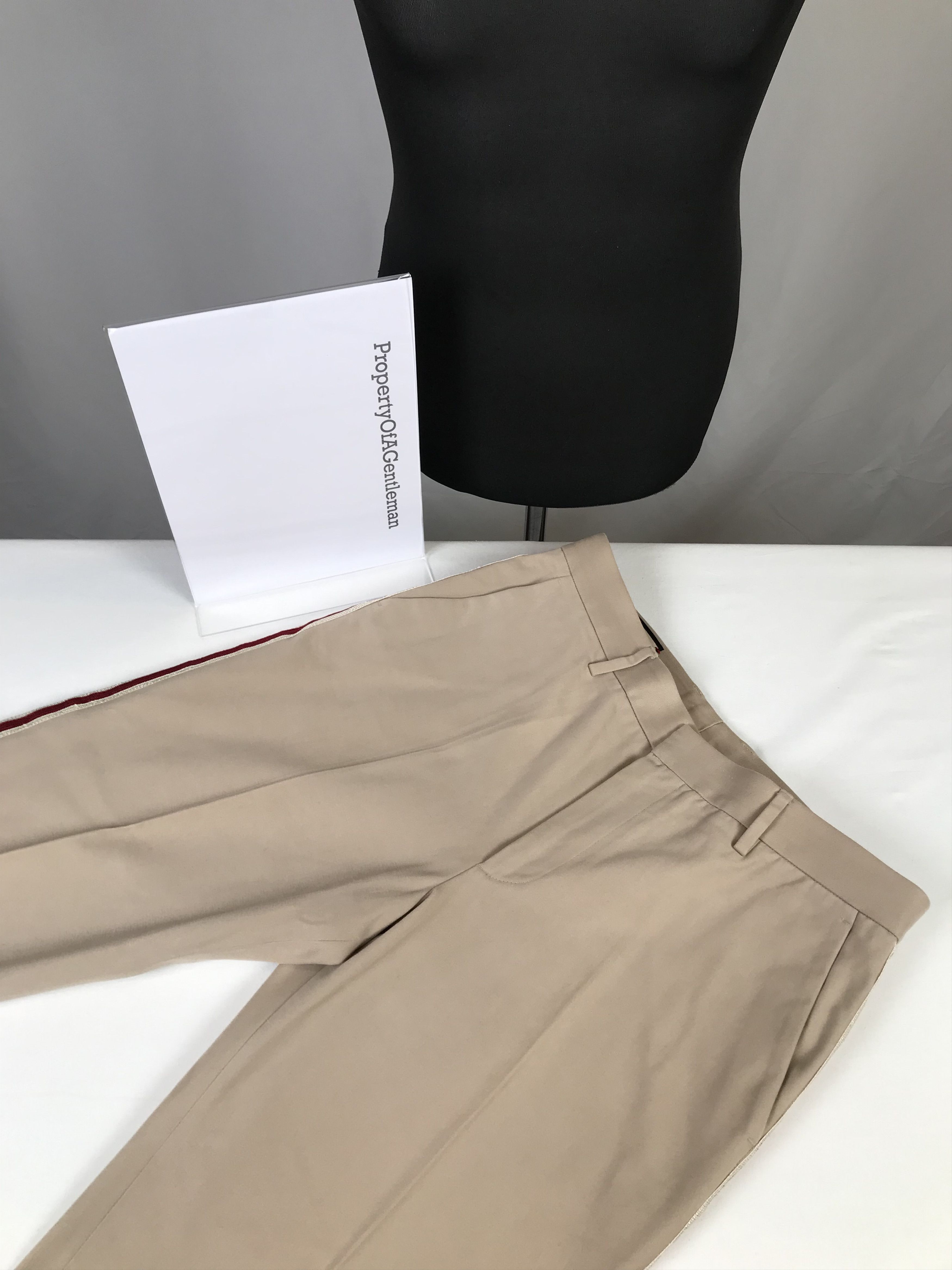 Gucci Beige Trousers With Red & Gold Side Stripes