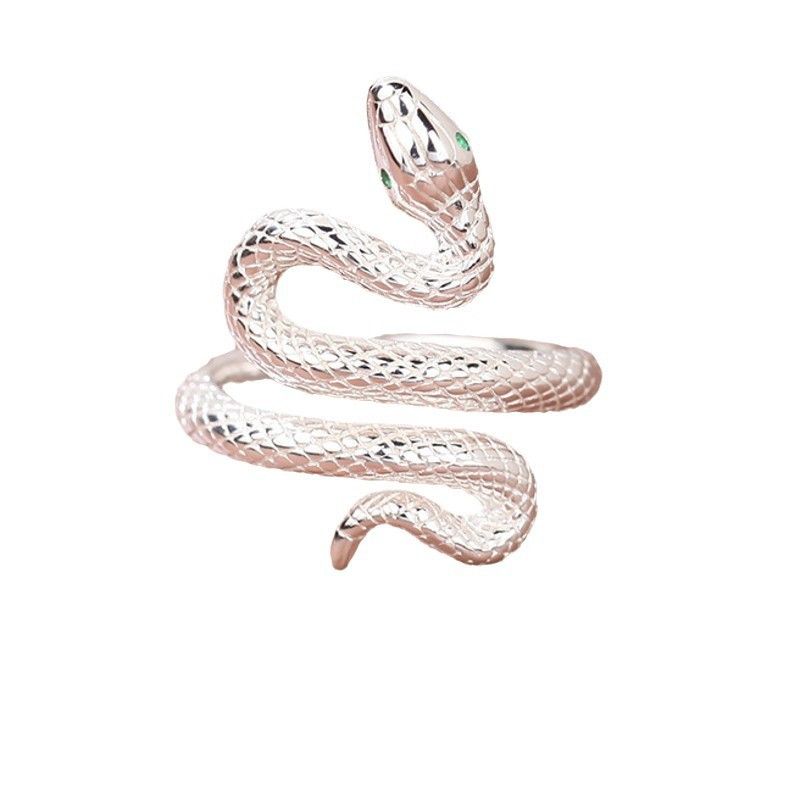Jewelry Snake Retro Jewelry Rings Open Size Chrome Ring (Size 7-13) Size ONE SIZE - 5 Thumbnail