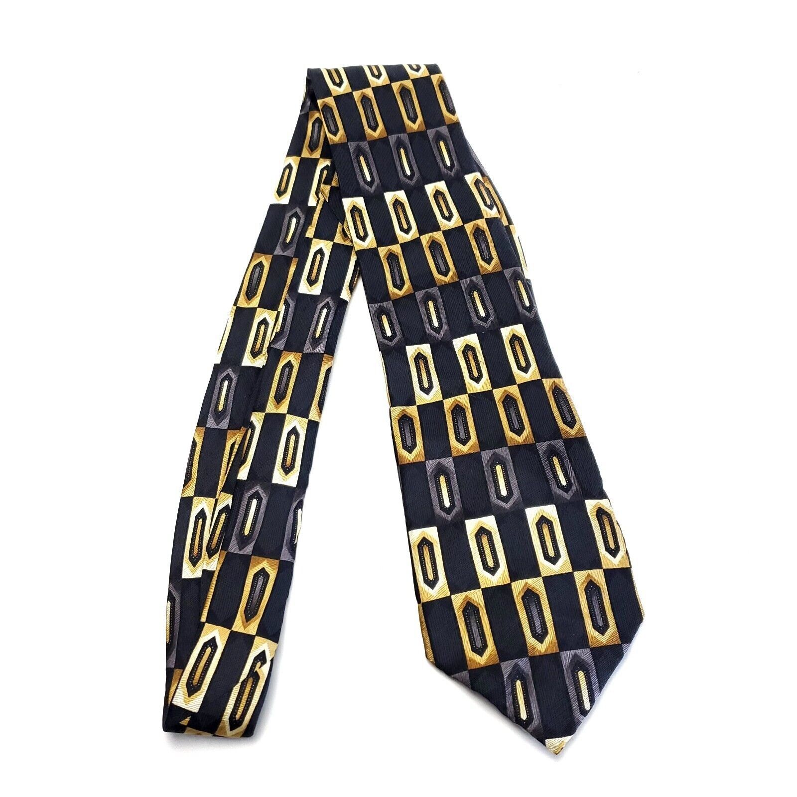 Croft & Barrow Croft & Barrow Black Gold Silver Geometric Abstract Print Si Size ONE SIZE - 7 Thumbnail