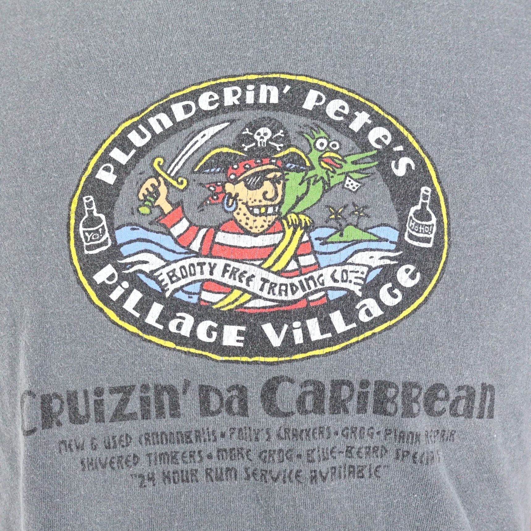Hanes Vintage Pirate T-Shirt Unisex Adult Medium Gray Crew Neck Short Sleeve Cotton 90s Pirate Navy Size US M / EU 48-50 / 2 - 2 Thumbnail