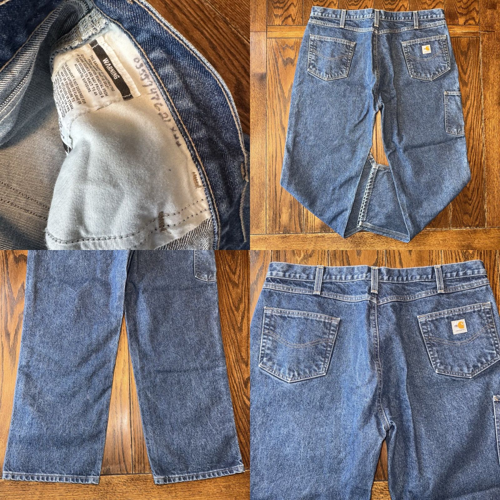 Carhartt VINTAGE Carhartt Jeans Mens 42x30 Flame-Resistant FR Work Carhartt Double Knee Denim Blue 90s Grunge Mens Size US 42 / EU 58 - 8 Thumbnail