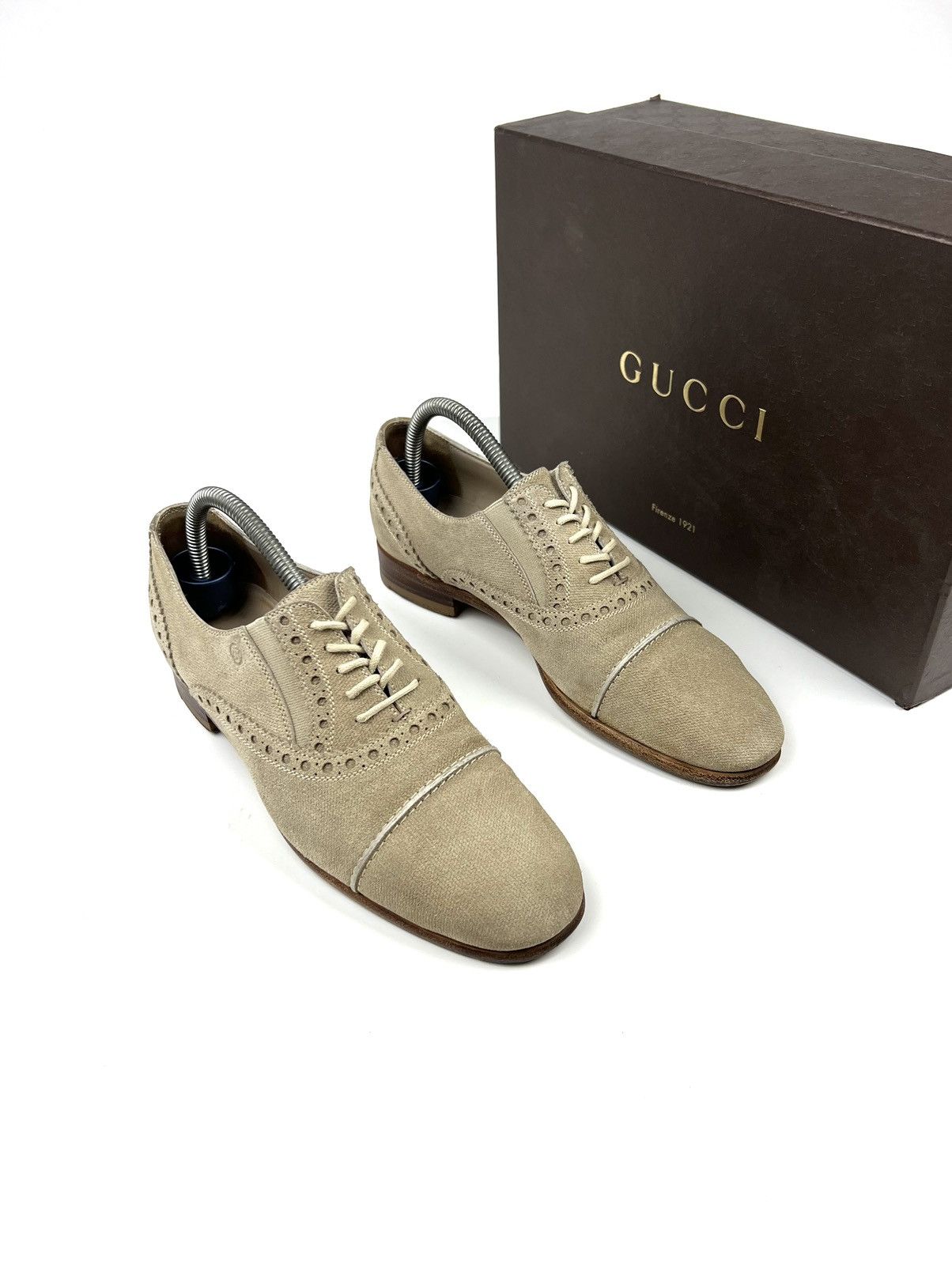 Gucci GUCCI Oxford Suede Shoes Beige Wmn’s Made in Italy Size US 6 / IT 36 - 1 Thumbnail