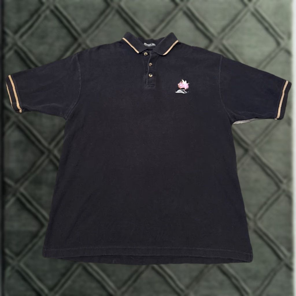 Vintage VINTAGE 90s Pigs Fly Jonathan Corey Golf Polo Shirt Large Mens Black Embroidered Funny Polo Size US L / EU 52-54 / 3 - 1 Thumbnail