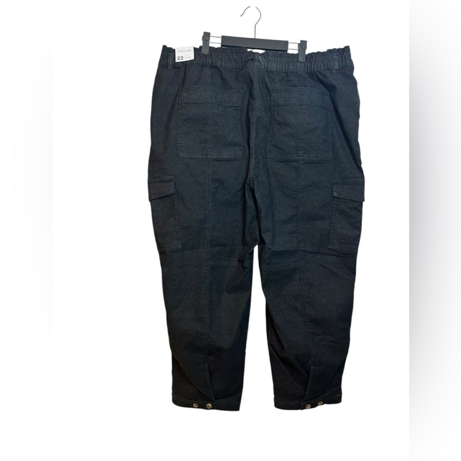 Other Nwt Lane Bryant Black Denim Straight Leg Cargo Pants Size 42" / US 20 - 2 Thumbnail