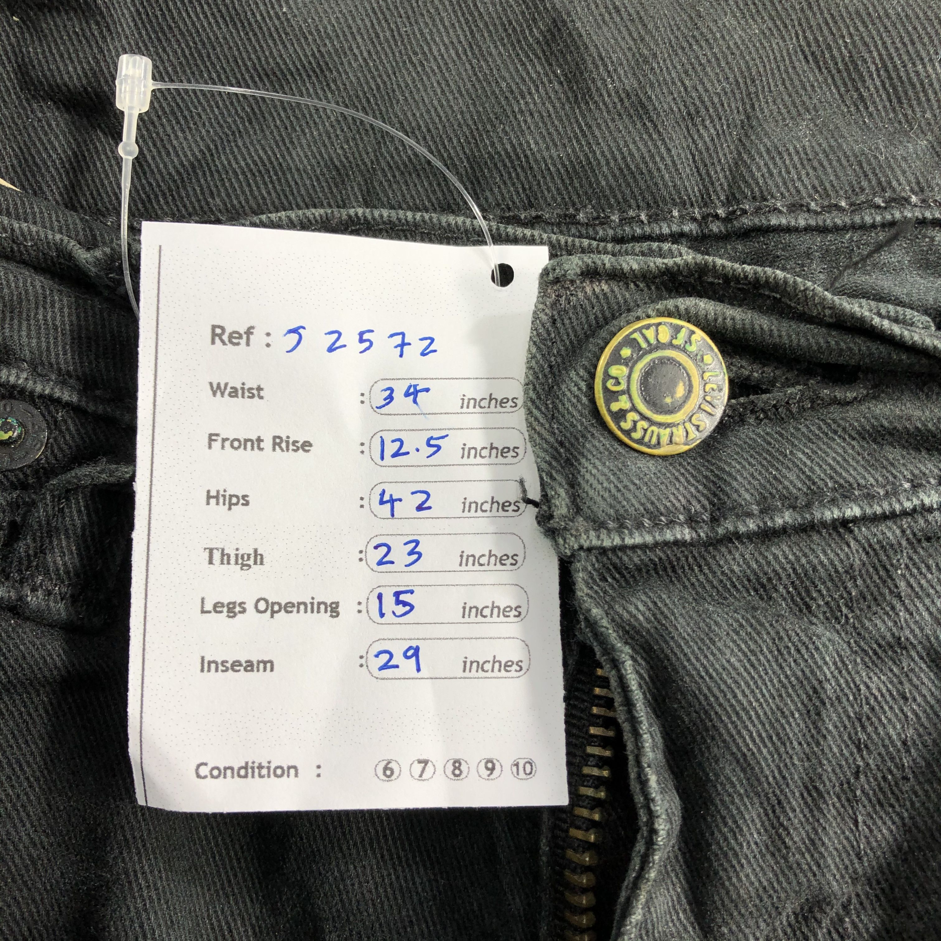 Levi's Vintage Faded Black Levis 501 Jeans-J2572 Size US 34 / EU 50 - 15 Thumbnail