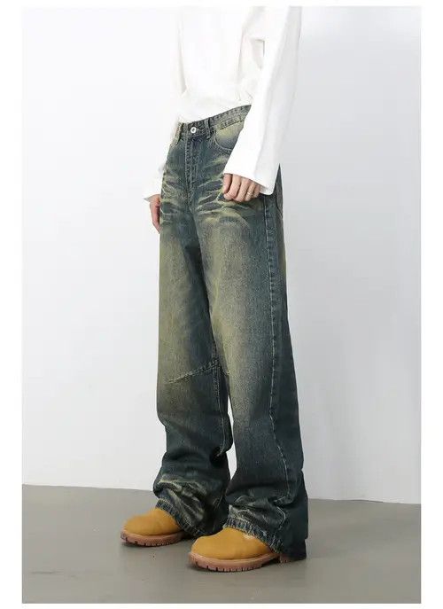Japanese Brand American retro straight loose wide-leg distressed jeans Size US 32 / EU 48 - 4 Thumbnail