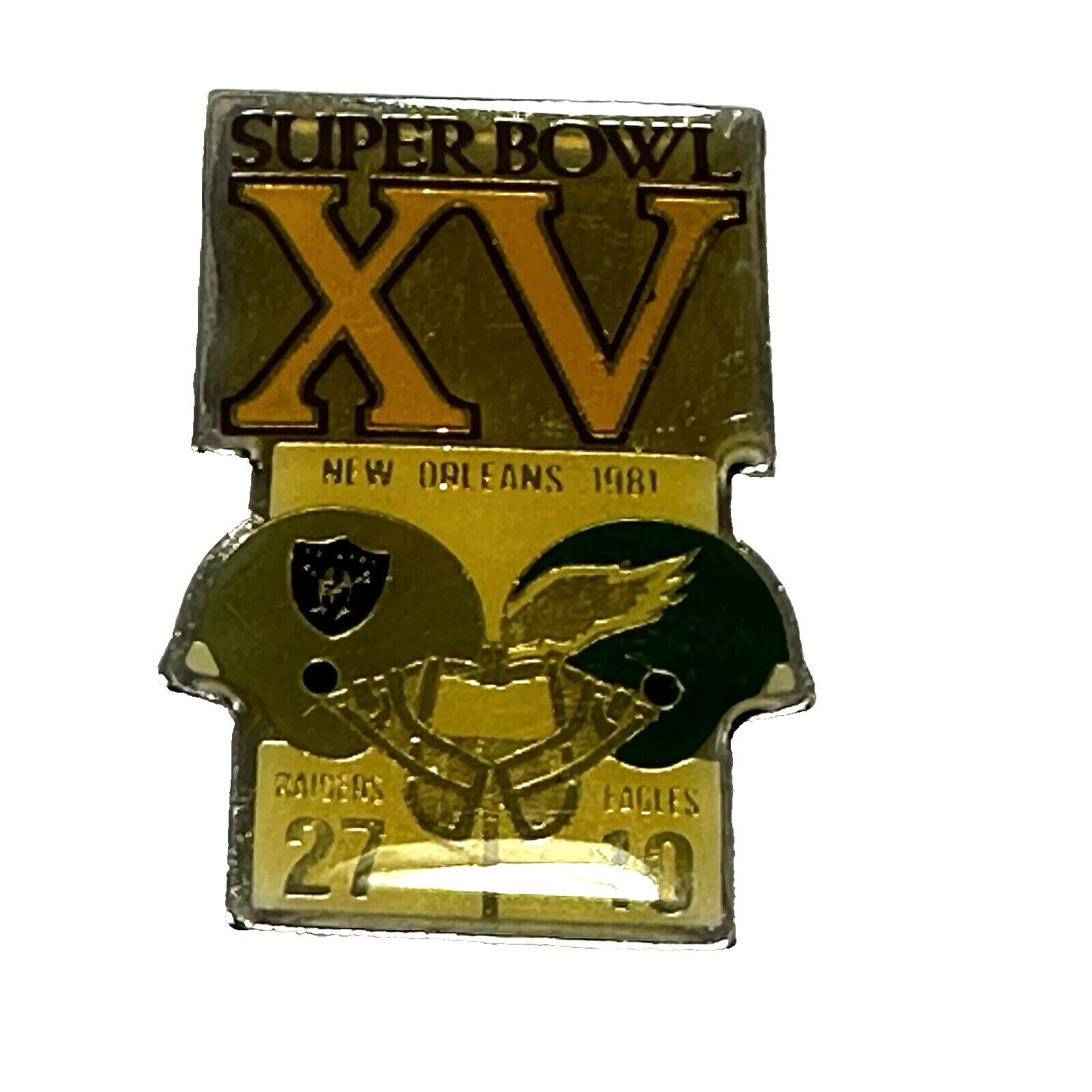NFL 1981 NFL Super Bowl XV Hat Cap Pin Raiders VS Eagles Mancave Size ONE SIZE - 1 Thumbnail