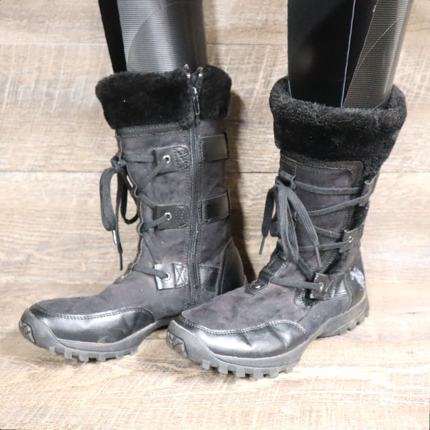U.S. Polo Assn. US Polo Assn. Cascade Boots Women Size 8 Black Flax Fur Lined Ankle Winter Womens Size US 8 / IT 38 - 2 Thumbnail