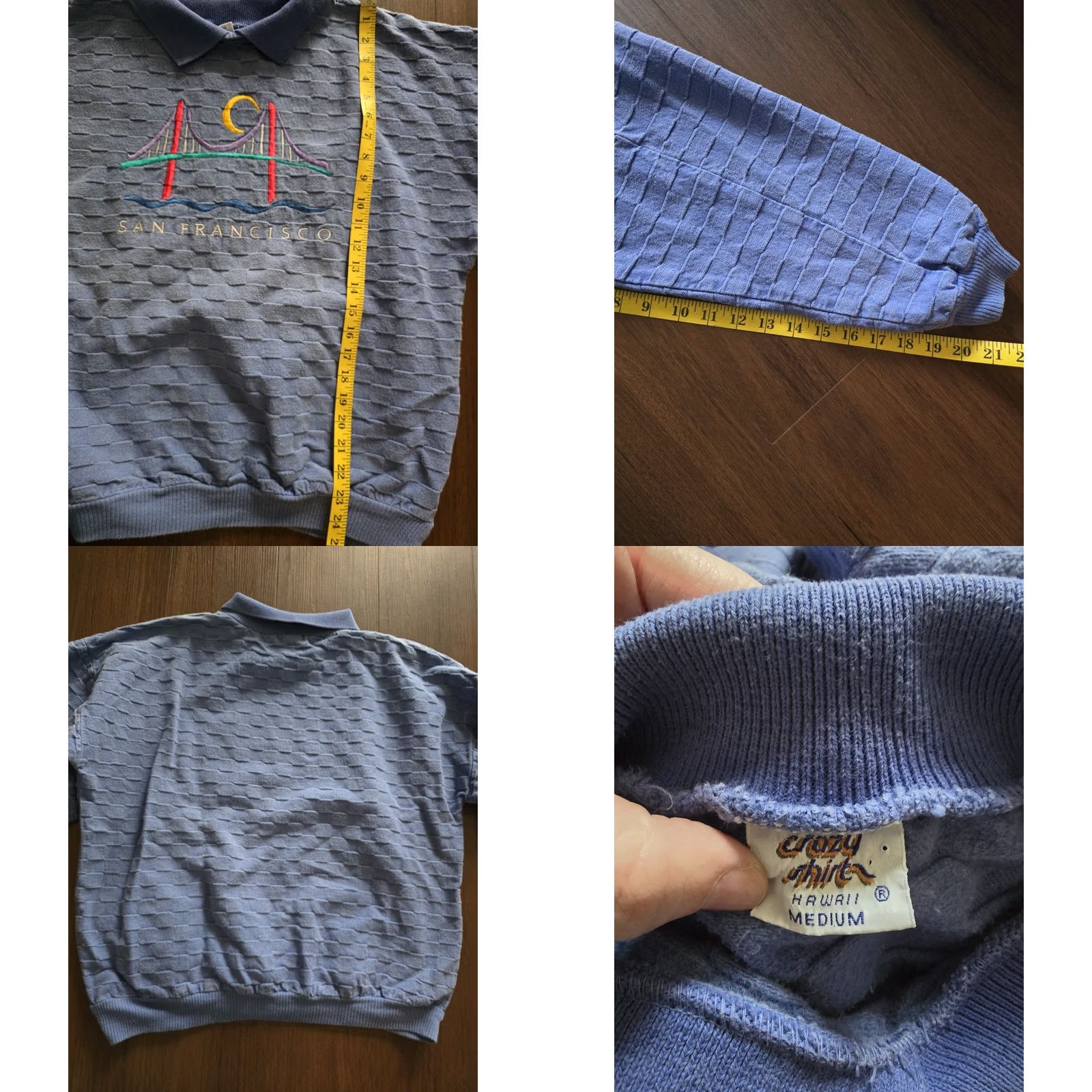 Vintage VINTAGE 80s 90s Blue Oversized San Francisco Sweatshirt Medium California Crazy Shirt Shirt Adult M Blue San Francisco 80s 90s Mens Womens Boys Girls Size US M / EU 48-50 / 2 - 8 Thumbnail