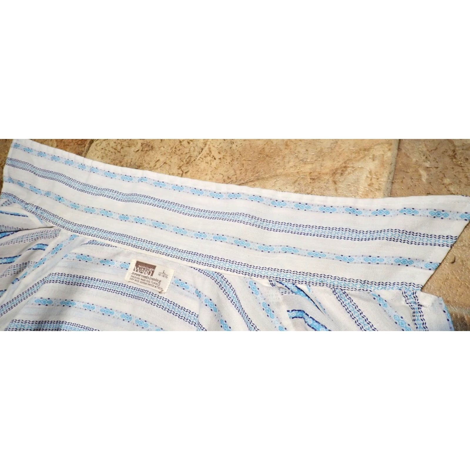 Vintage VINTAGE Montgomery Ward Shirt Mens L 70's Nik Striped Print All Over Disco Beige Size US L / EU 52-54 / 3 - 5 Thumbnail