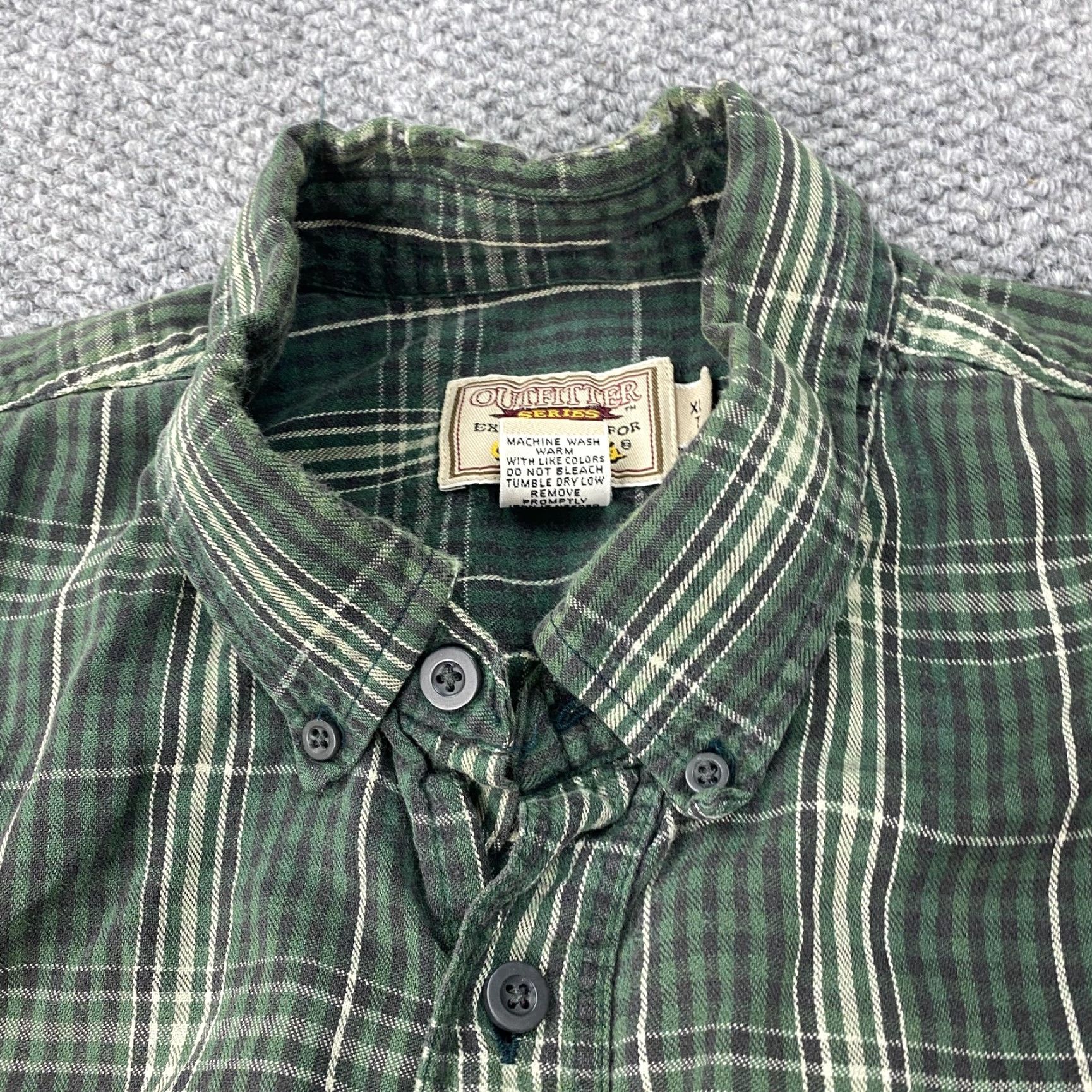 Vintage Cabela's Outfitter Series Flannel Shirt Green Plaid Long Sleeve Big & Tall XLT Men Size US XL / EU 56 / 4 - 4 Thumbnail