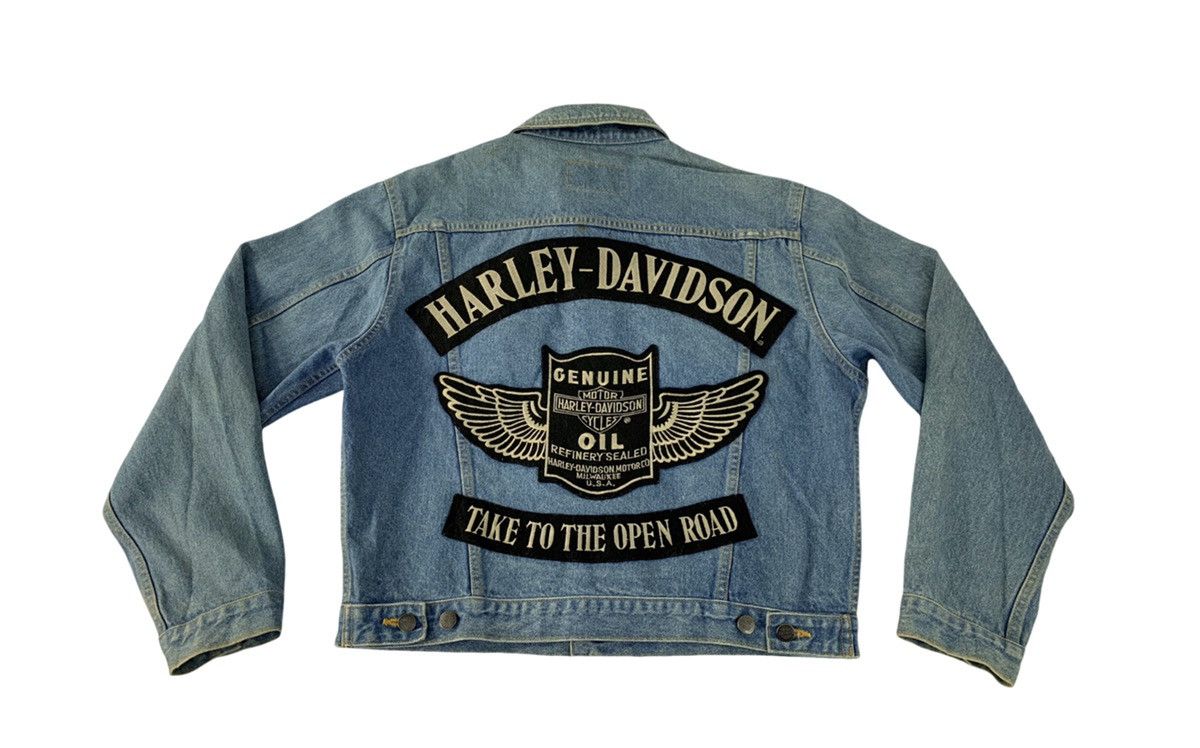 90s Harley Davidson Take To Open Road Indigo Denim Jacket