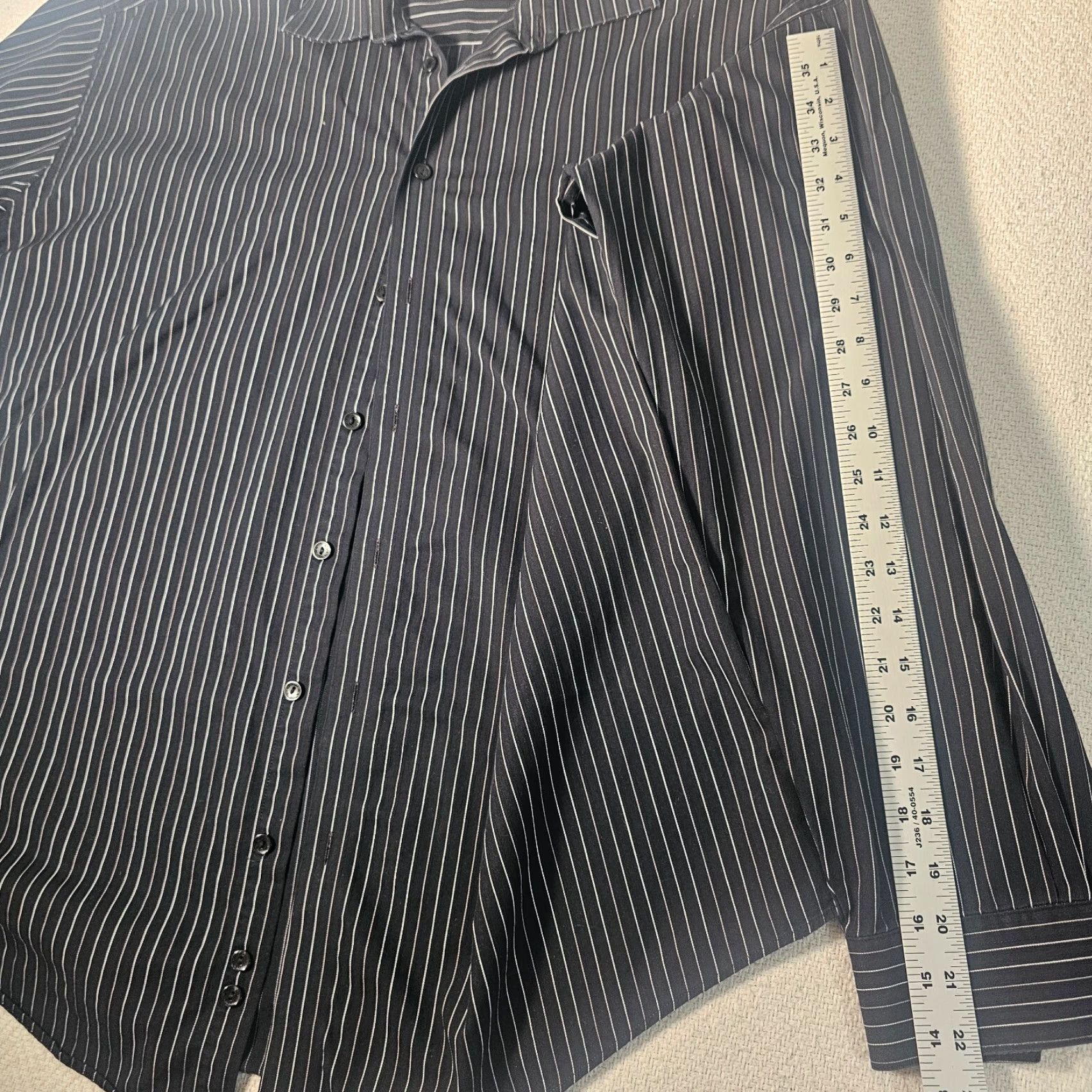 Kenneth Cole KENNETH COLE REACTION Wrinkle Free Dress Shirt Mens Regular Fit Long Sleeve Striped Black XL Size US XL / EU 56 / 4 - 5 Thumbnail