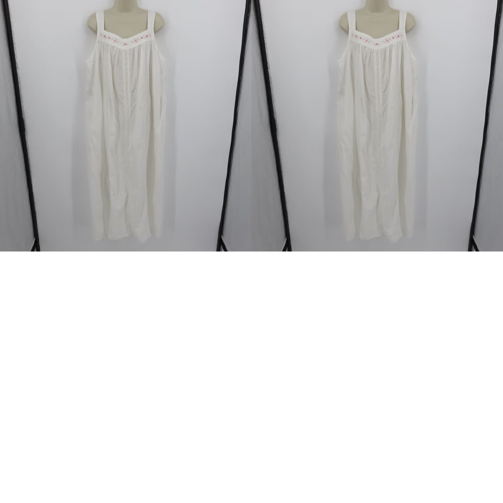 Pinko The 1 For U Gown Women 3XL XXXL White Pink Embroidered Eyelet Floral Sleeveless Nightgown Size ONE SIZE - 9 Thumbnail