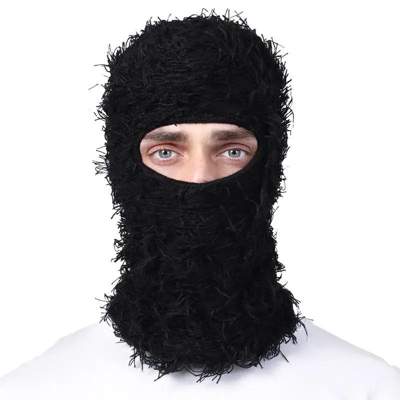 Designer × Japanese Brand Distressed Black Knit Balaclava y2k Ski Mask Size ONE SIZE - 1 Thumbnail