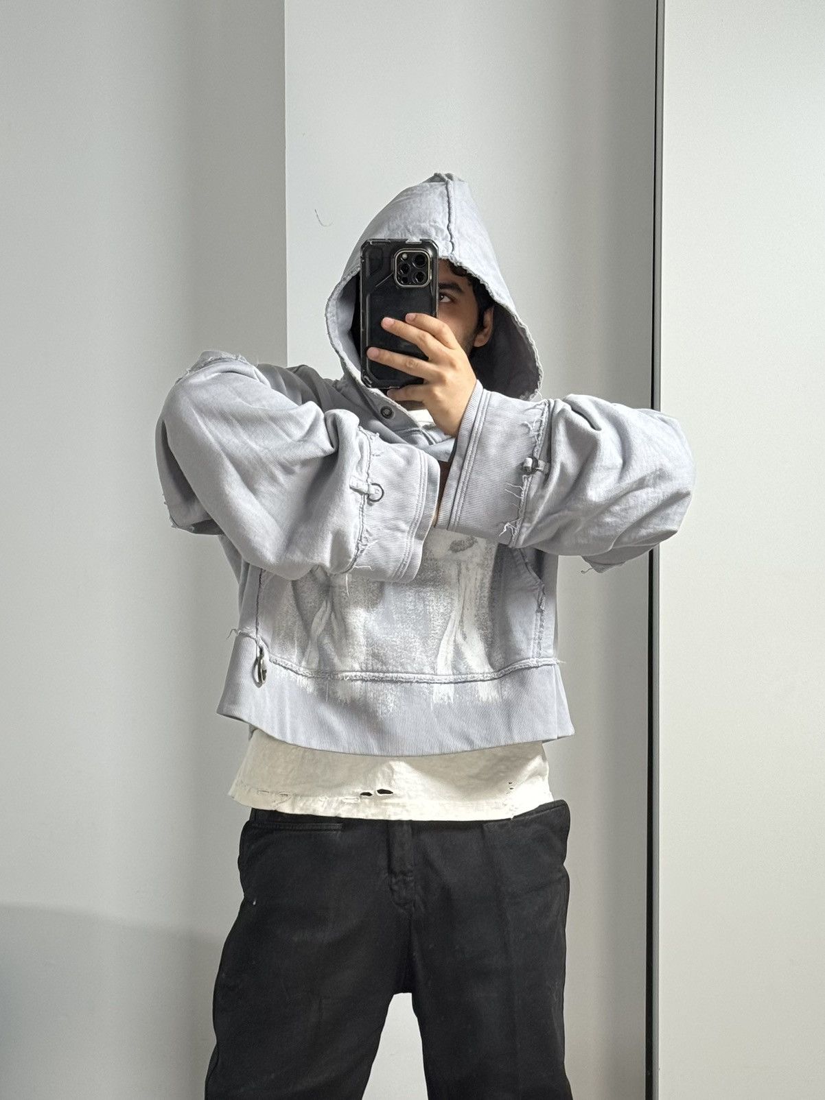 SHINE LUXURY RARE “MARTYR LOREM” Cropped Bondage Hoodie - Light Lavander Size US L / EU 52-54 / 3 - 13 Thumbnail