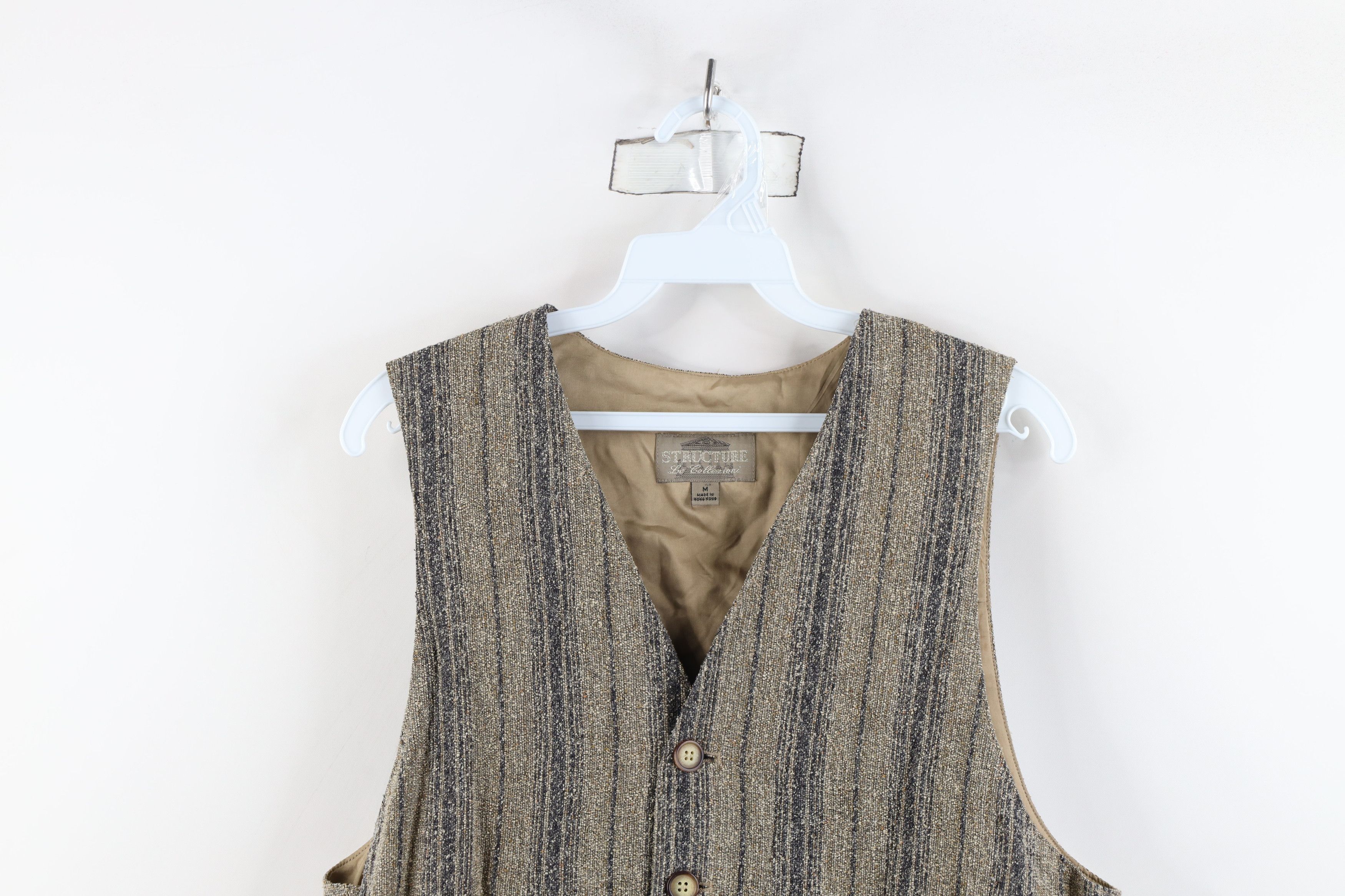 Vintage Vintage 90s Streetwear Silk Blend Tweed Button Vest Jacket Size US M / EU 48-50 / 2 - 2 Thumbnail