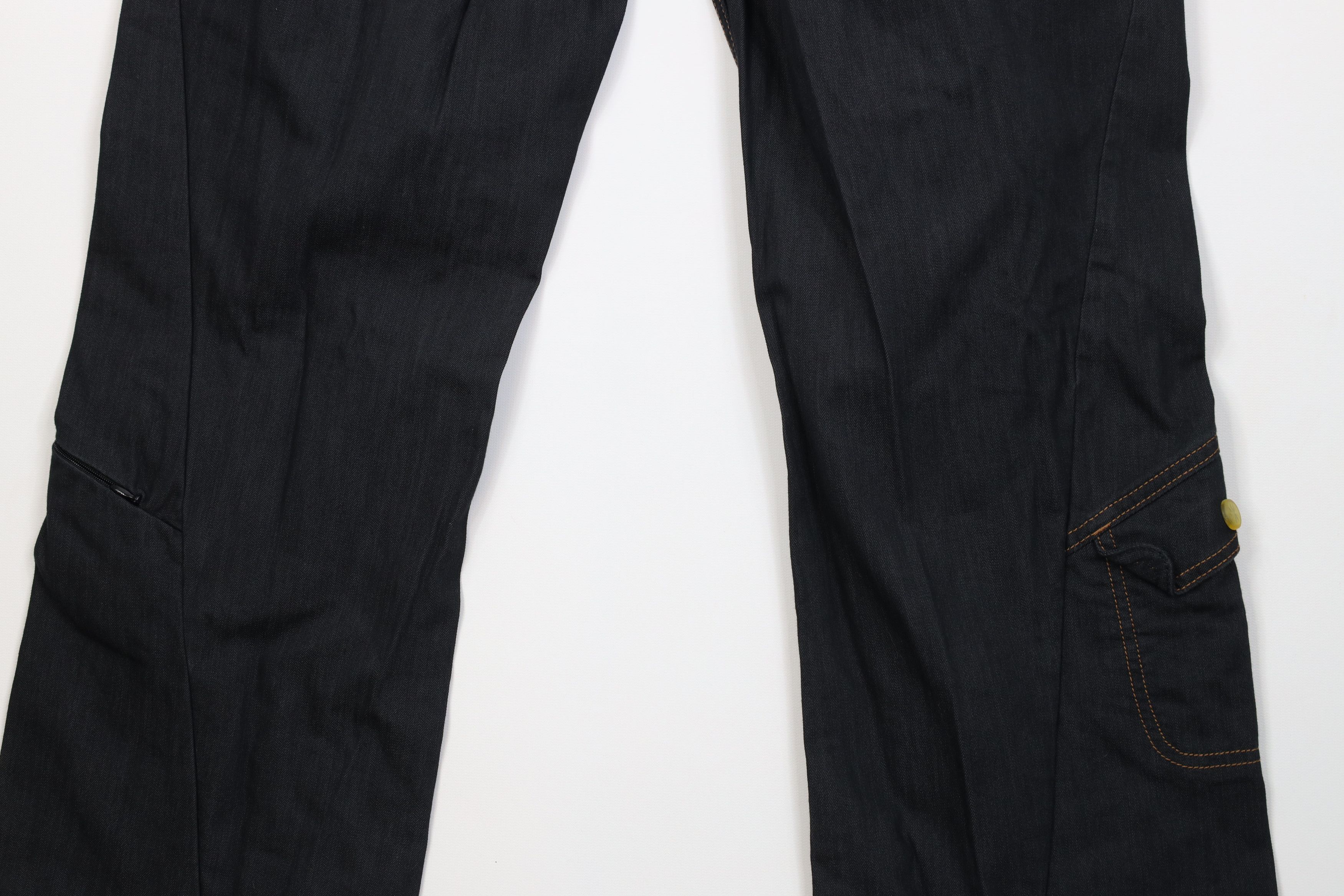 Athleta Faded Flared Wide Leg Denim Cargo Jeans Pants Indigo