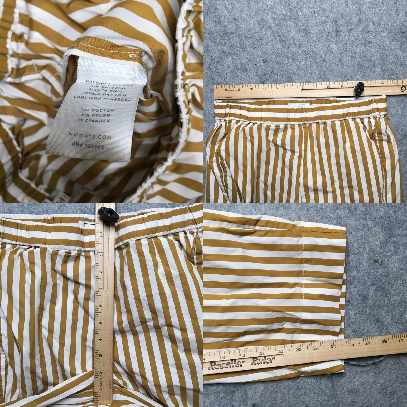 AYR AYR 2 Piece Pajama Set Womens Small Yellow White Striped Shirt Pants Elastic Set/Outfit Size S / US 4 / IT 40 - 9 Thumbnail