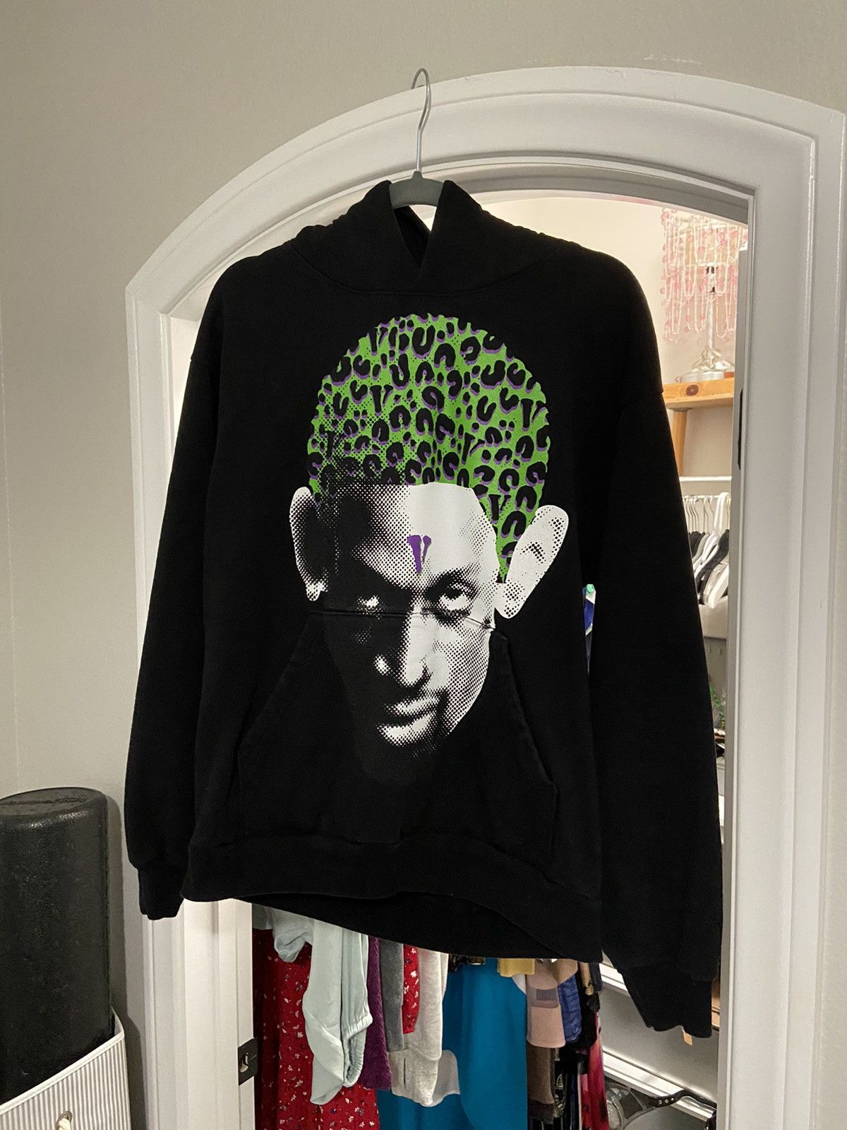 image of Vlone Rodman Cheetah Hoodie in Black, Men's (Size Medium)