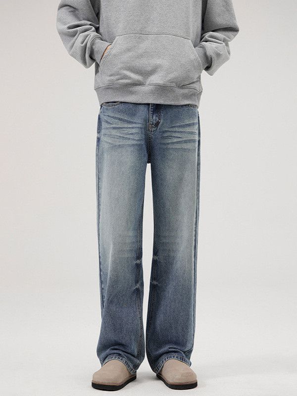 Japanese Brand Men's washed vintage cleanfit distressed blue street jeans Size US 32 / EU 48 - 1 Thumbnail