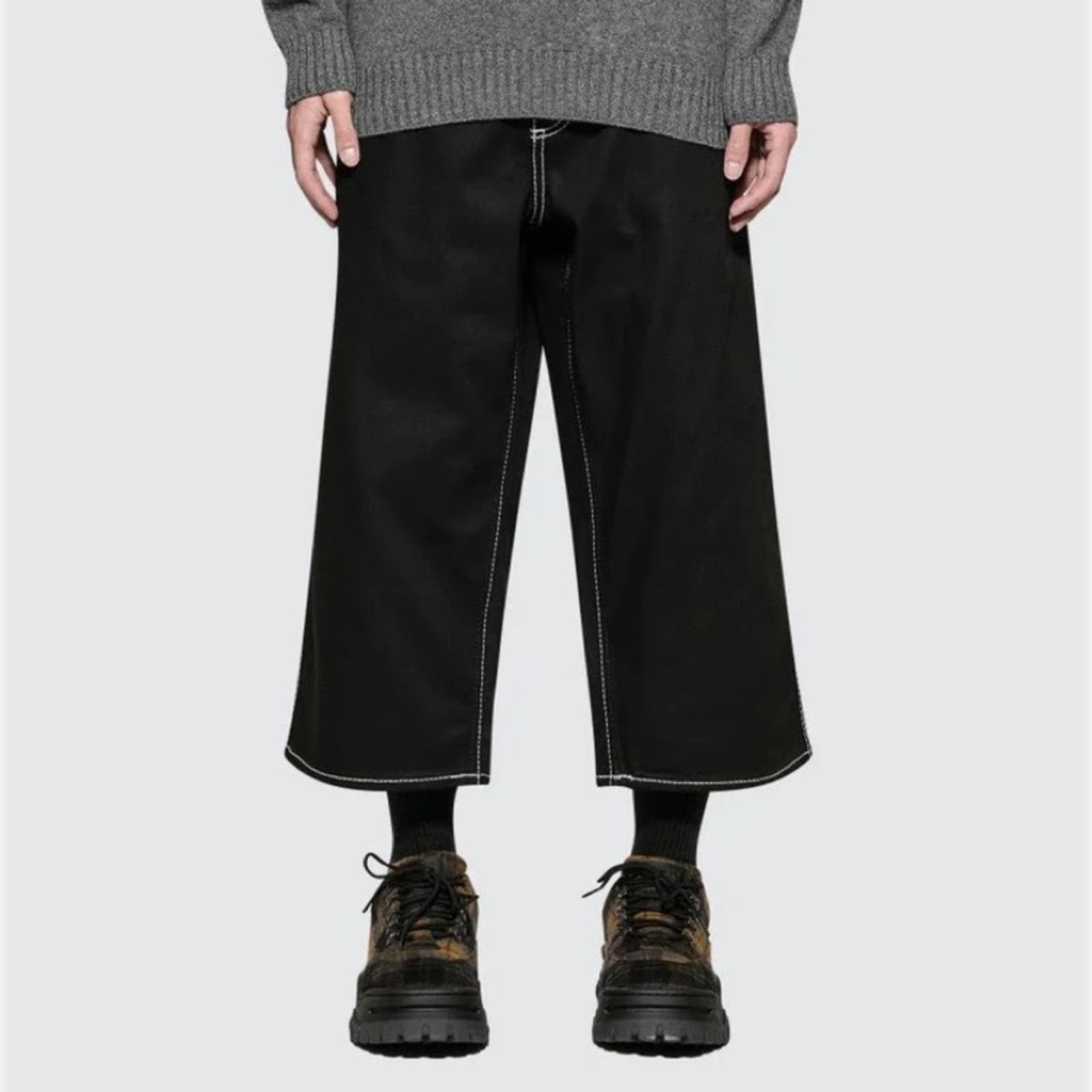 image of Eytys Boyle Cropped Raw Jeans Unisex Size 28 in Black, Men's