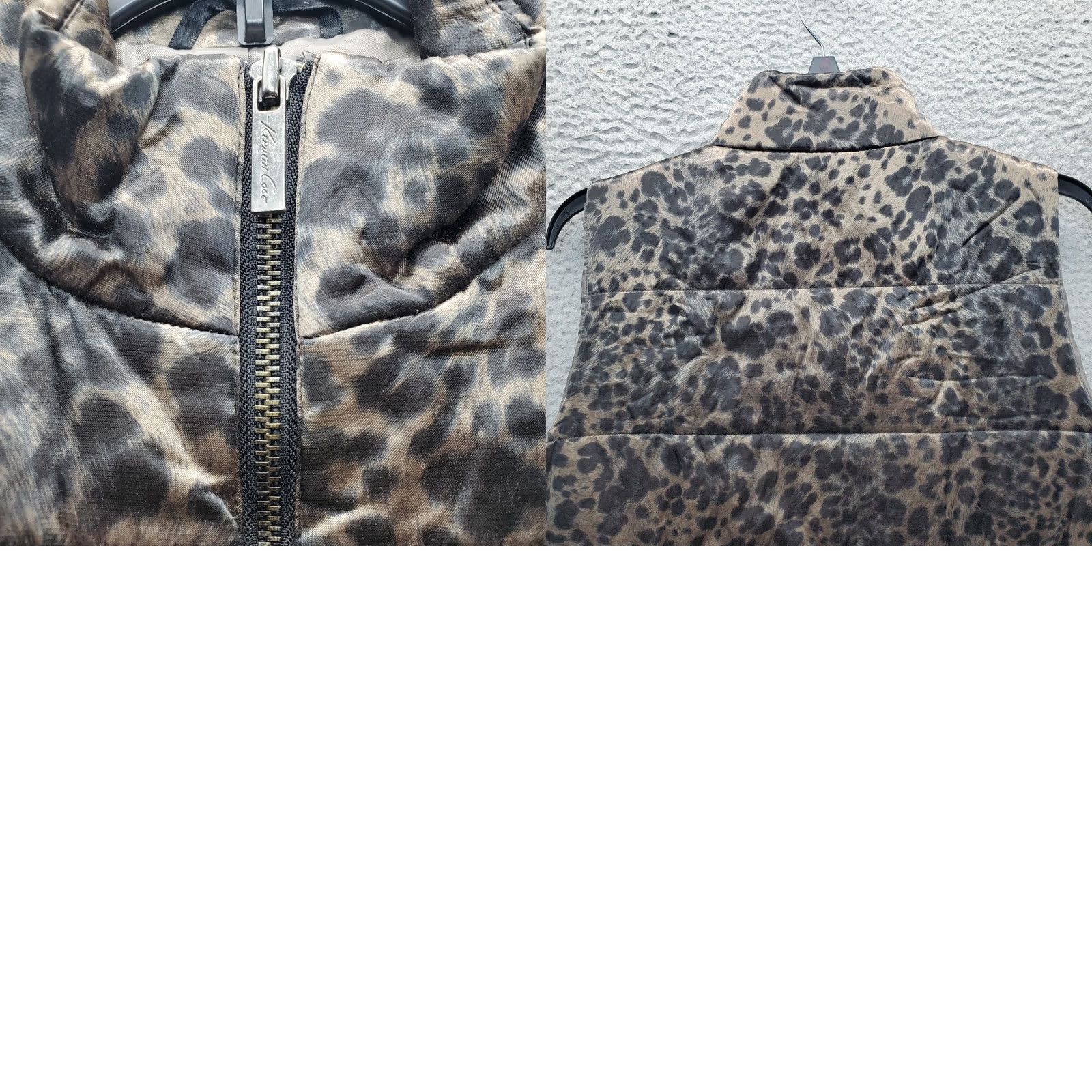 Kenneth Cole Kenneth Cole Puffer Vest Womens Petites S Multi Cheetah Print Sleeveless Full Zip - Womens Size PS Vest Size S / US 4 / IT 40 - 8 Thumbnail