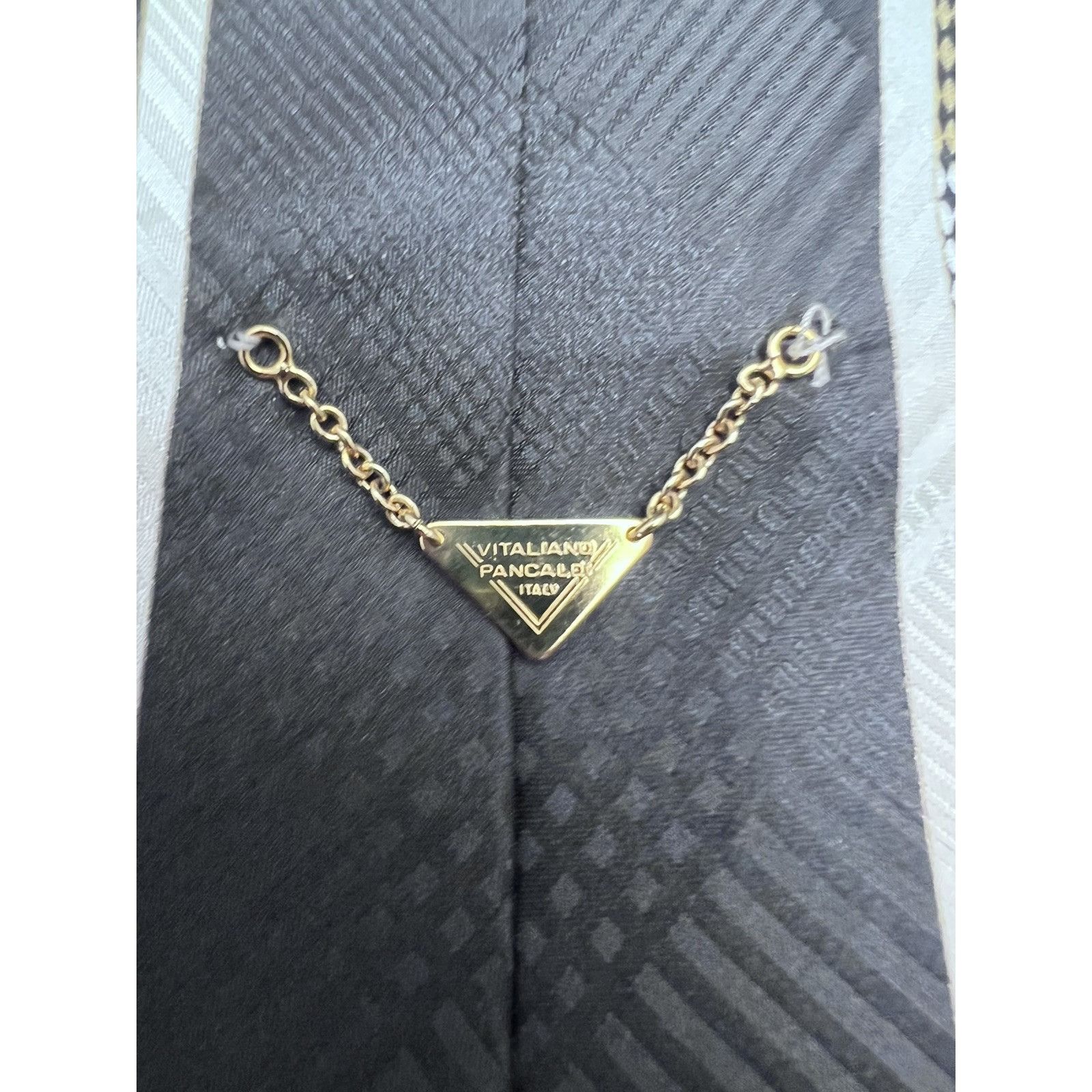Vitaliano VITALIANO PANCALDI Men's 100% Silk Necktie ITALY Luxury Geom Size ONE SIZE - 3 Thumbnail