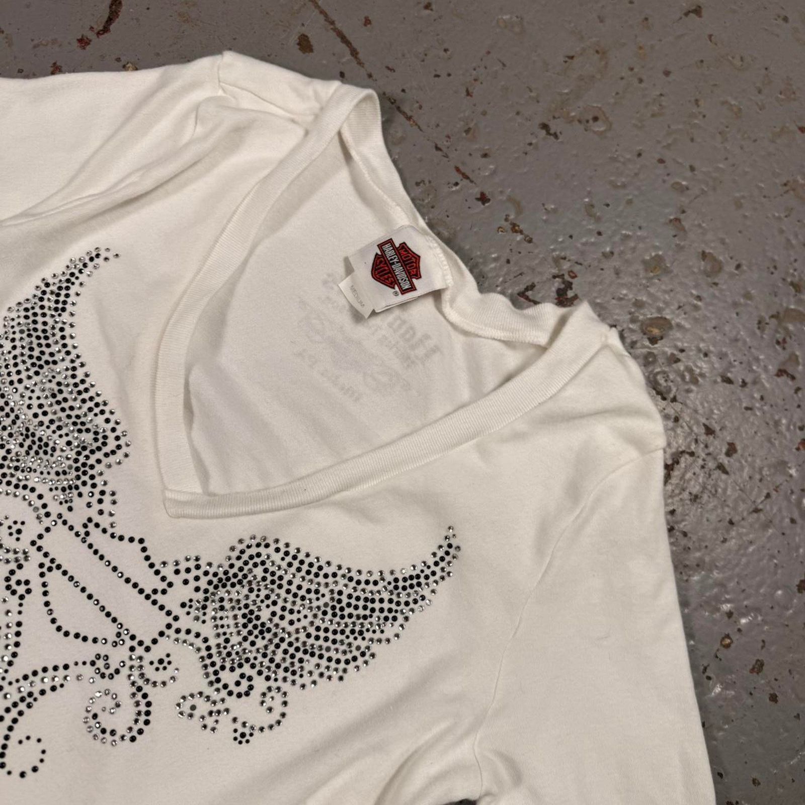 Harley Davidson y2k White Harley Davidson long sleeve shirt with rhinestones Size M / US 6-8 / IT 42-44 - 4 Thumbnail