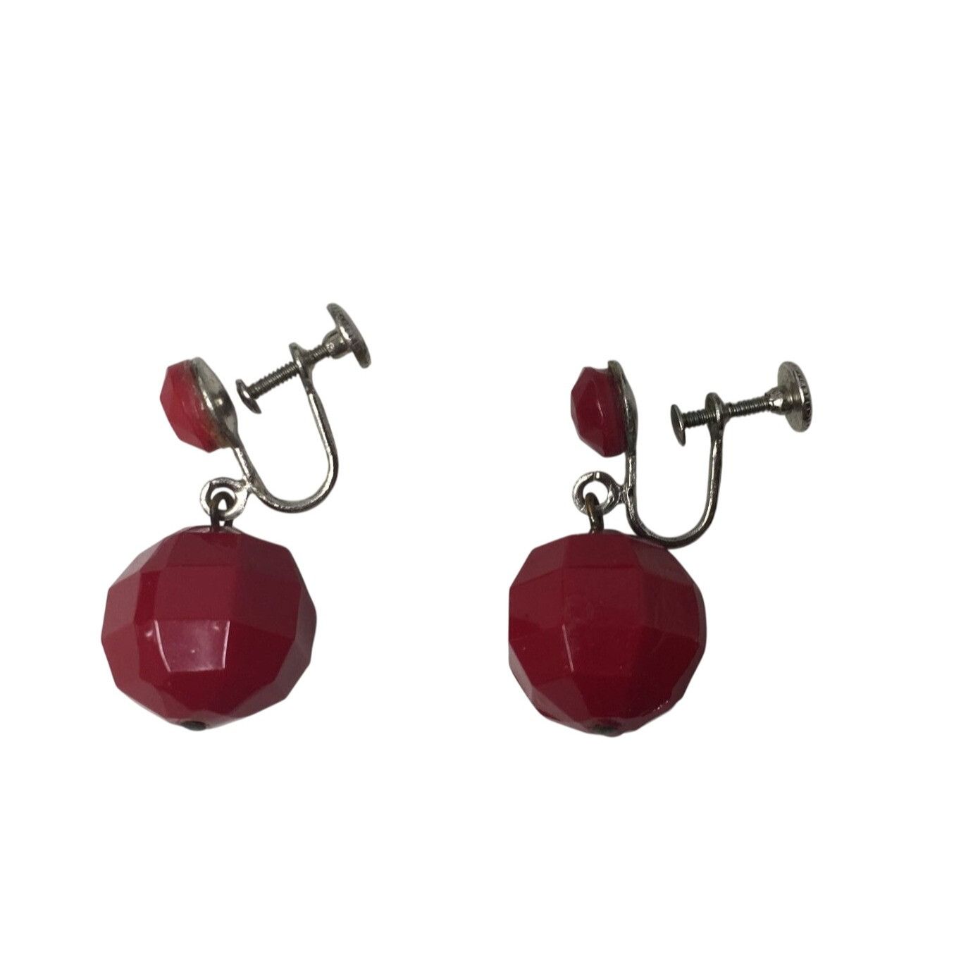 Other Vintage Women's Silver and Red Dangle Beaded Screw Back Earr Size ONE SIZE - 1 Thumbnail