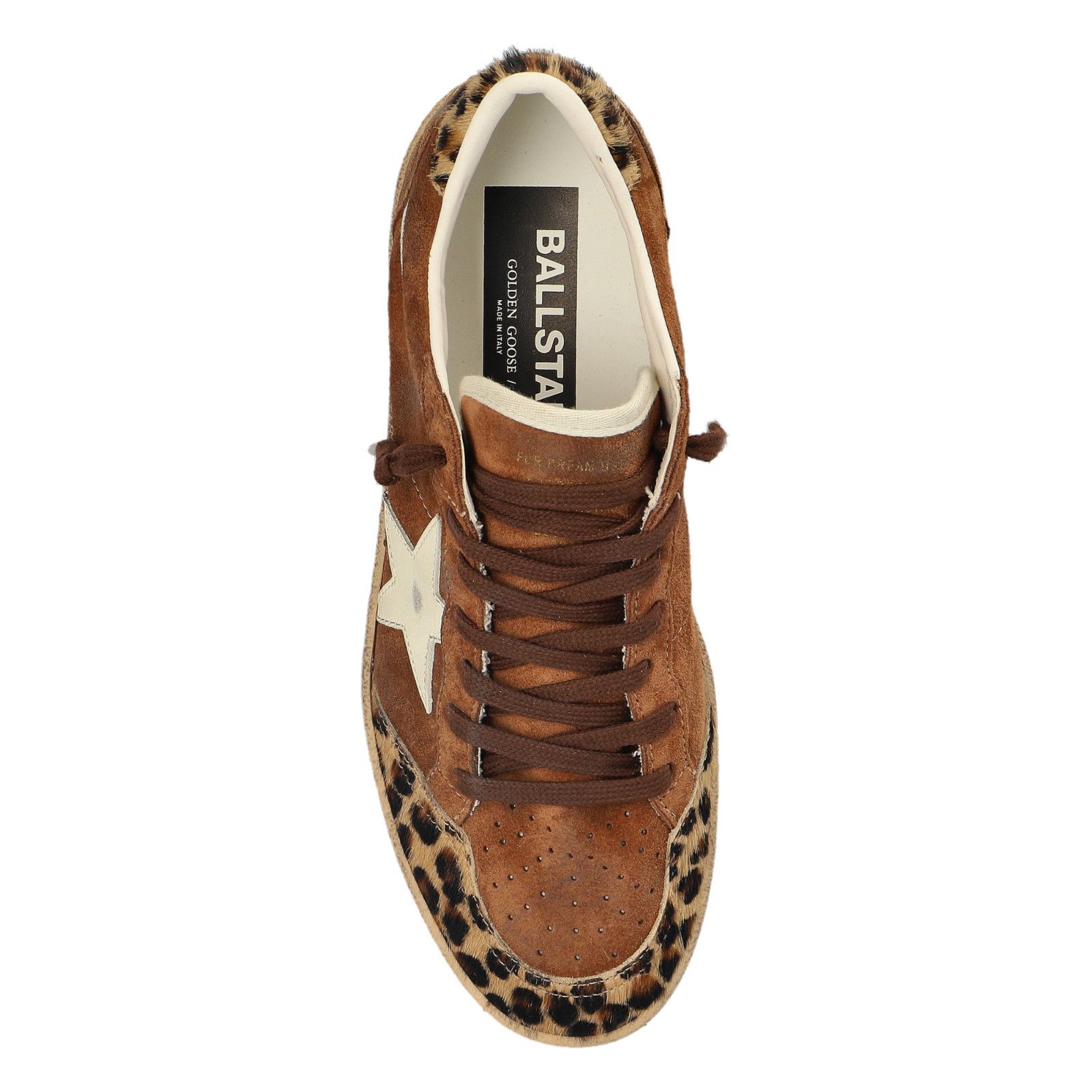 GOLDEN GOOSE Women's Ball Star Brown/White/Leopard Suede Sne