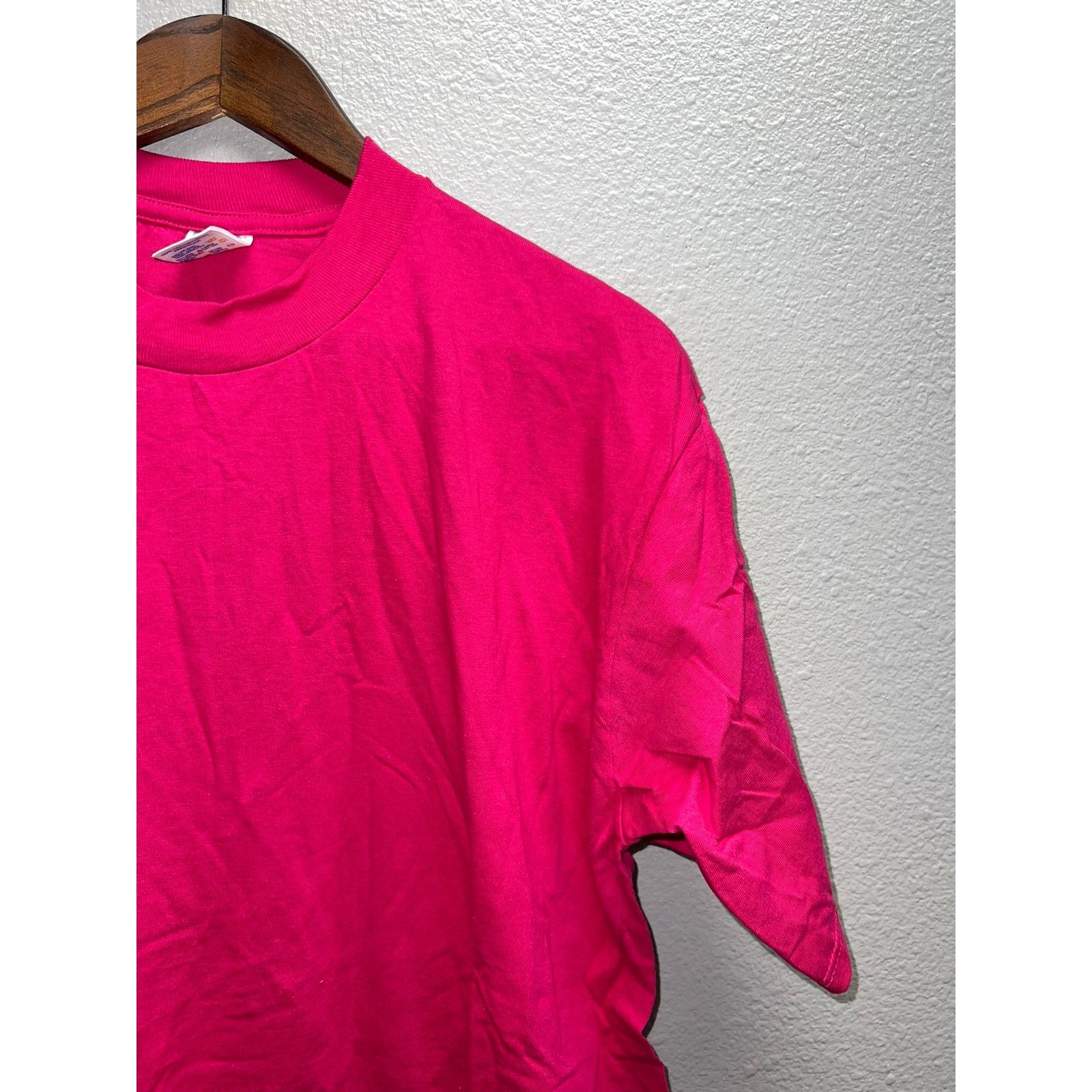 Jerzees 90s Vintage Jerzees Bright Pink Blank Short Sleeve Shirt L Size US L / EU 52-54 / 3 - 2 Thumbnail