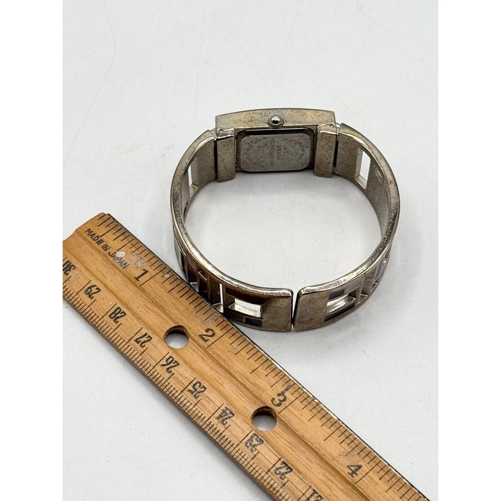 Vintage Woman's Enamel Japan Movt Ladies Watch Quartz Cuff Geometric Size ONE SIZE - 5 Thumbnail