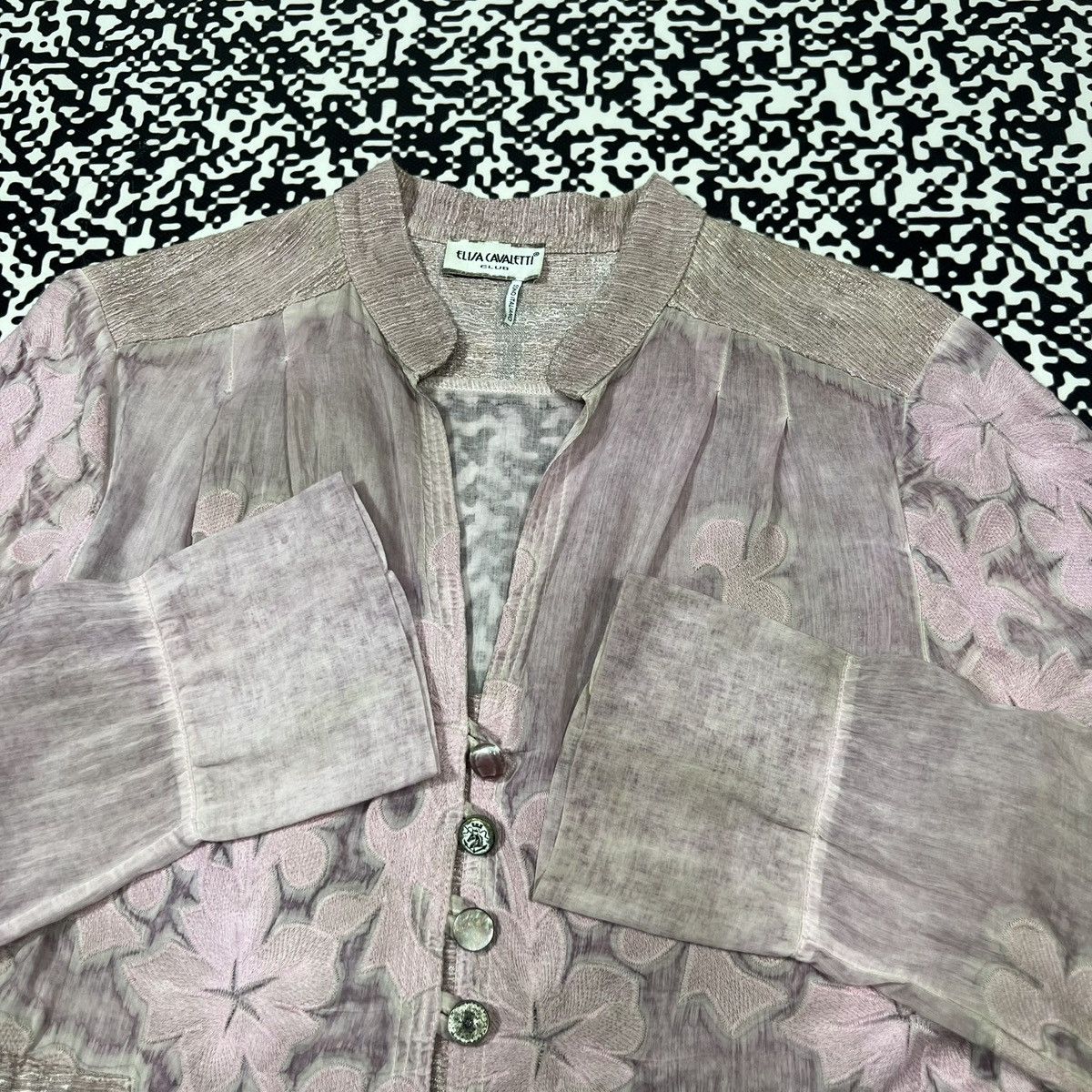 Elisa Cavaletti Vintage Y2K Elisa Cavaletti Silk Linen Luxury Floral Blazer Size M / US 6-8 / IT 42-44 - 9 Thumbnail