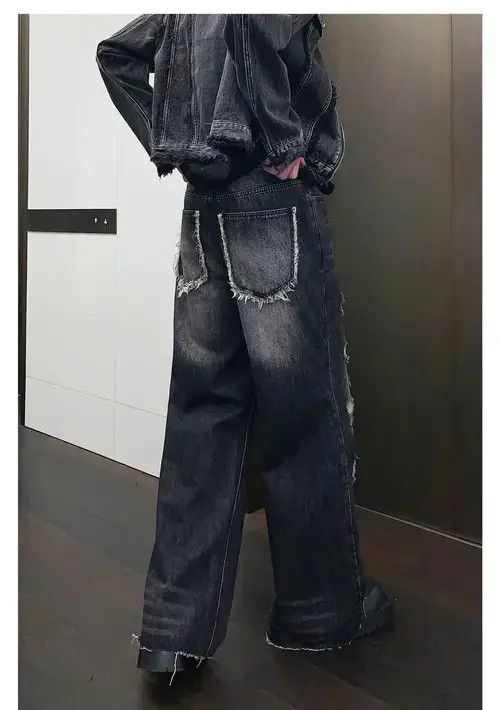 Jean Frayed Edge Straight jeans Size US 34 / EU 50 - 2 Thumbnail