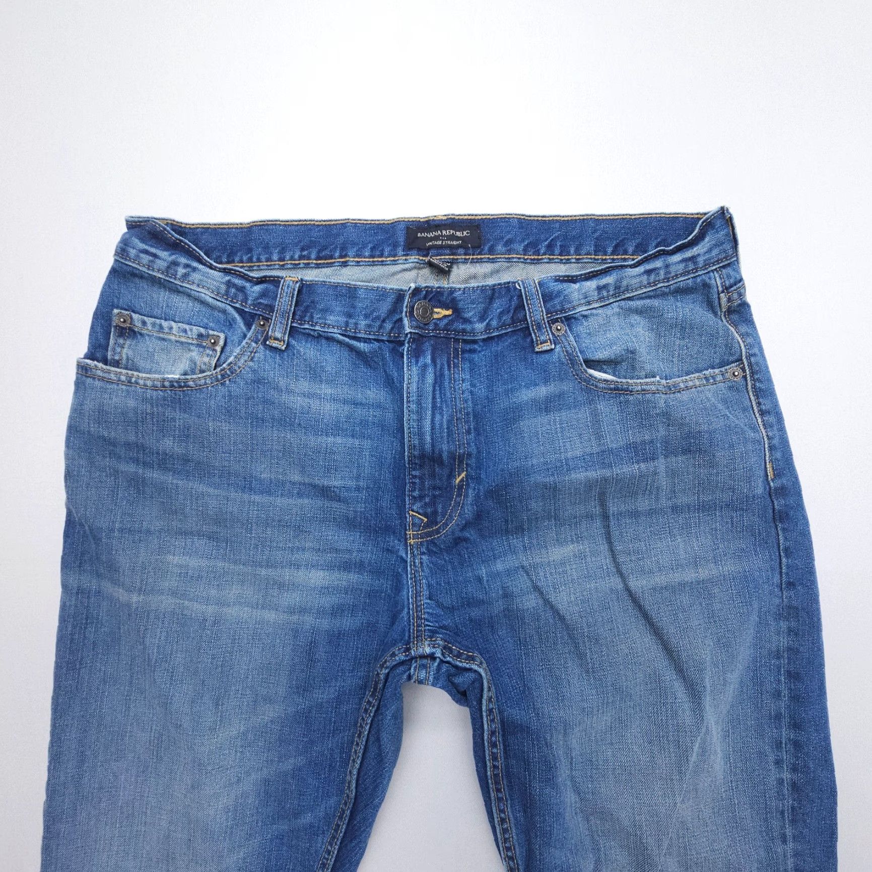 Banana Republic Banana Republic Jeans Mens 36 x 29 Straight Denim Blue Solid Cotton Regular 5-Pocket Vintage? No Size US 36 / EU 52 - 4 Thumbnail